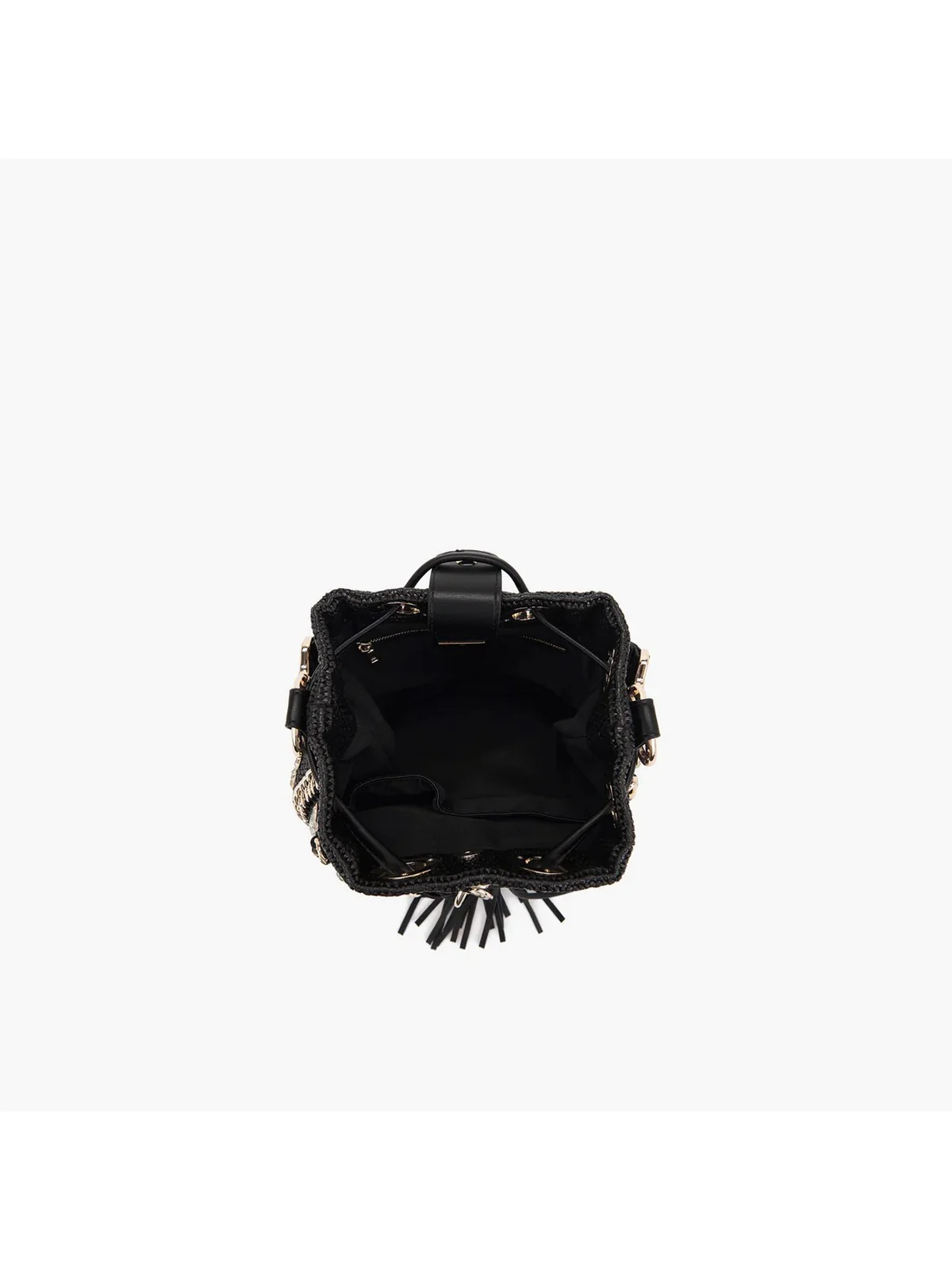 LA CARRIE Borsa Donna MIRROR BUCKET RAPHIA +SYNT. 151C-EM-907 RSY/BLA Nero - Image 4