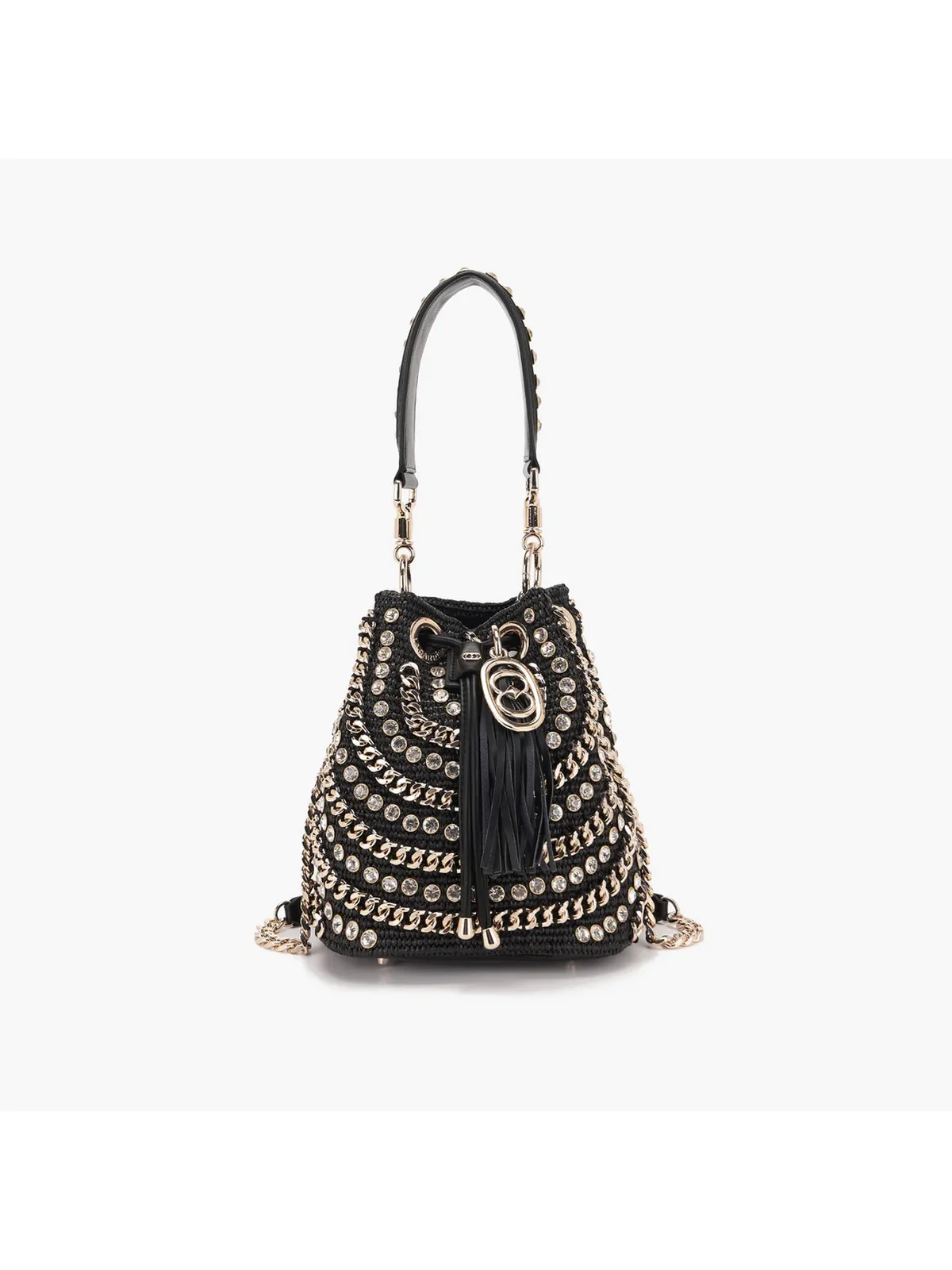 LA CARRIE Borsa Donna MIRROR BUCKET RAPHIA +SYNT. 151C-EM-907 RSY/BLA Nero - Image 5