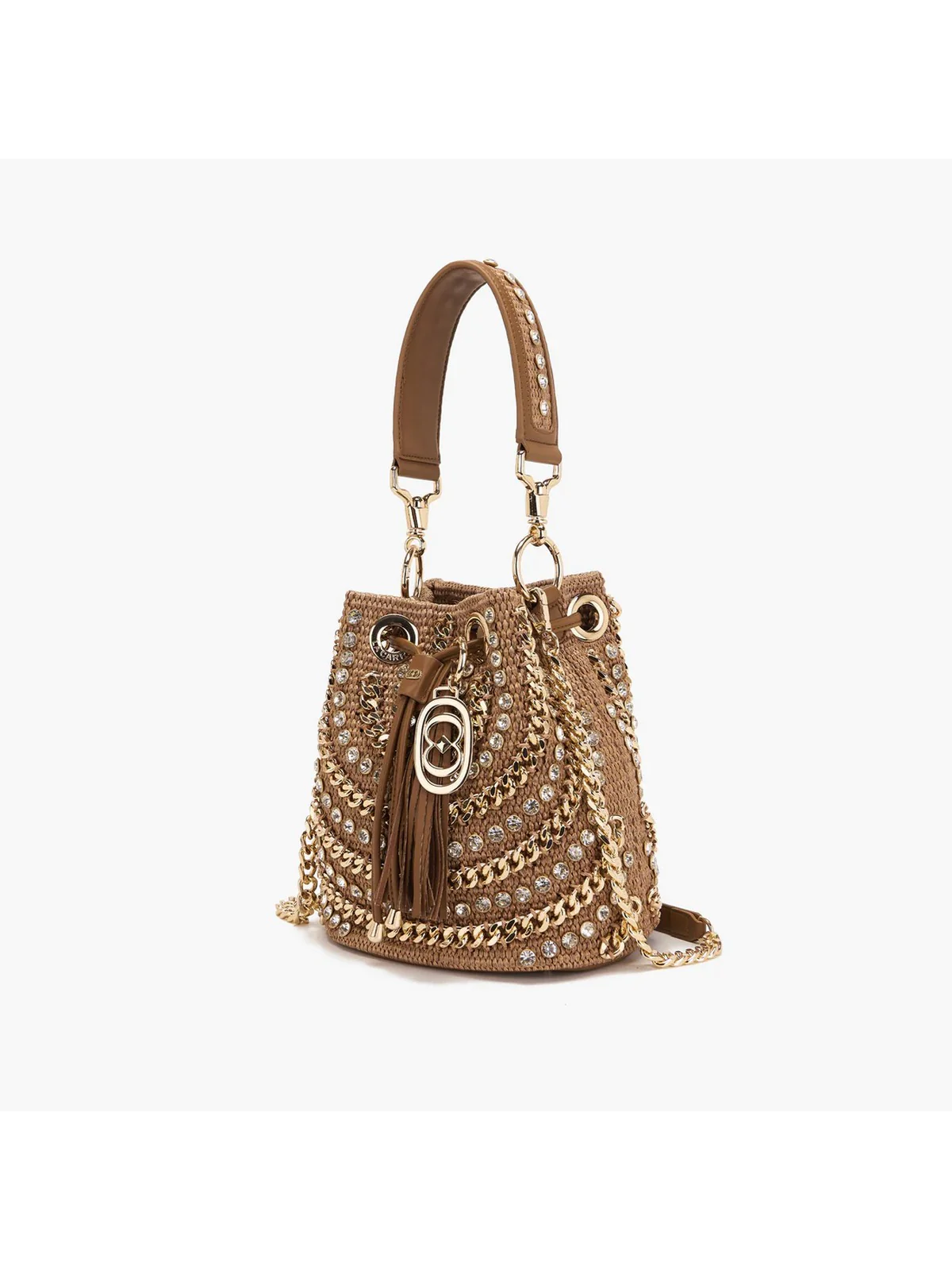 LA CARRIE Borsa Donna MIRROR BUCKET RAPHIA +SYNT. 151C-EM-907 RSY/CUO Marrone - Image 2