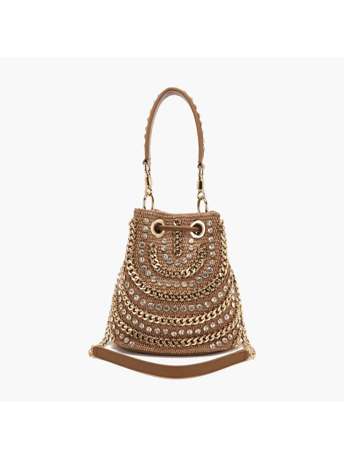 LA CARRIE Borsa Donna MIRROR BUCKET RAPHIA +SYNT. 151C-EM-907 RSY/CUO Marrone - Image 3