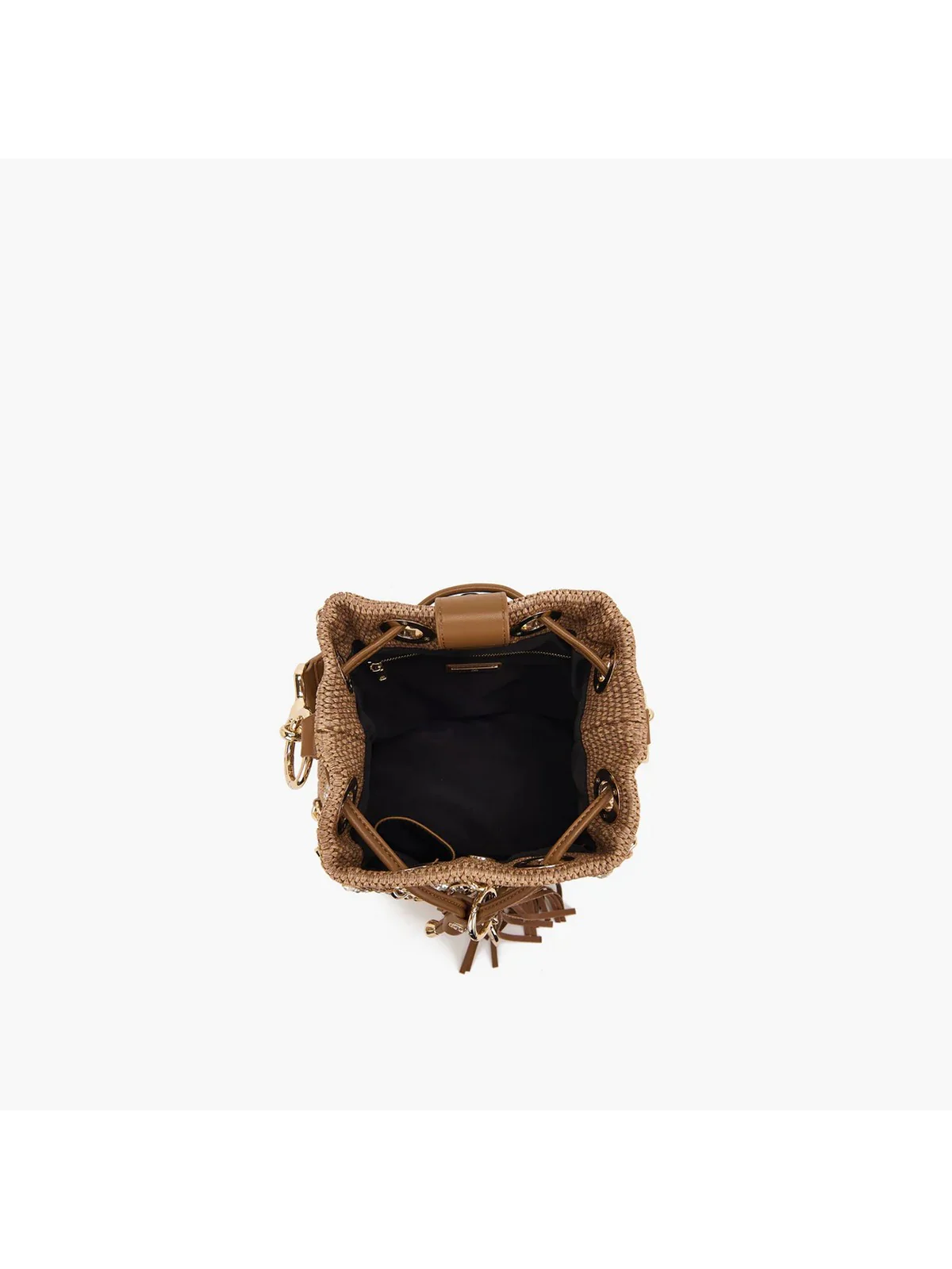 LA CARRIE Borsa Donna MIRROR BUCKET RAPHIA +SYNT. 151C-EM-907 RSY/CUO Marrone - Image 5