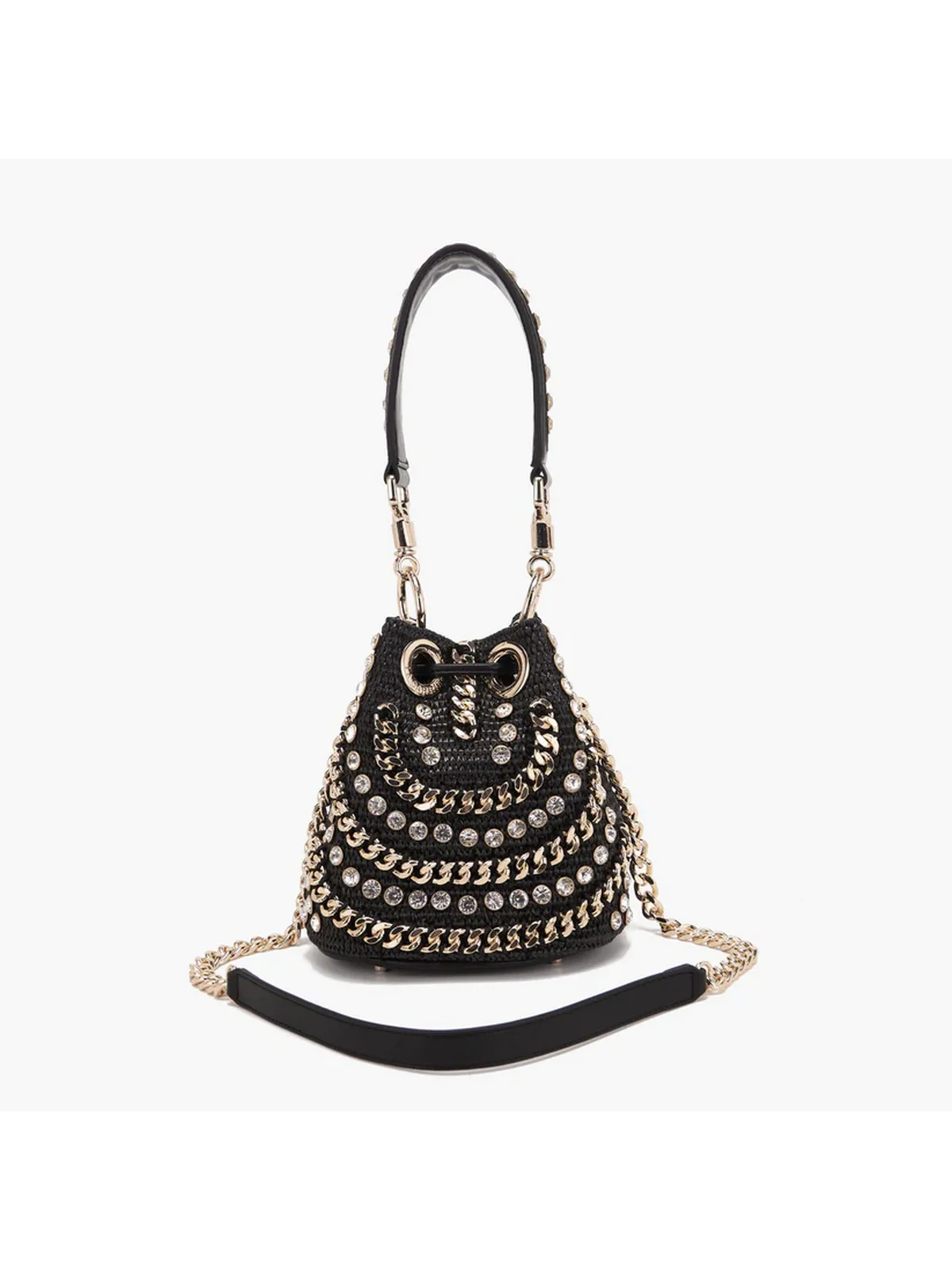 LA CARRIE Borsa Donna MIRROR SMALL BUCKET RAPHIA +SYNT. 151C-ES-100 RSY/BLA Nero - Image 2