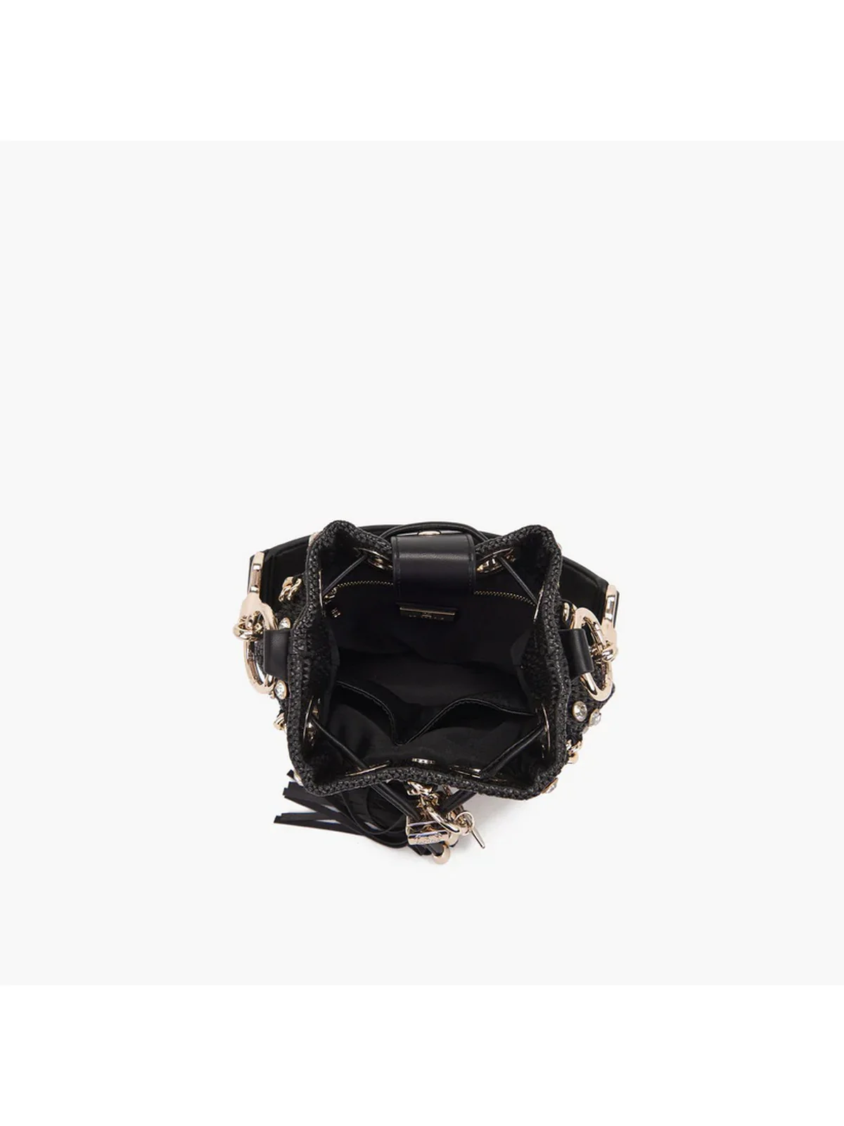LA CARRIE Borsa Donna MIRROR SMALL BUCKET RAPHIA +SYNT. 151C-ES-100 RSY/BLA Nero - Image 3