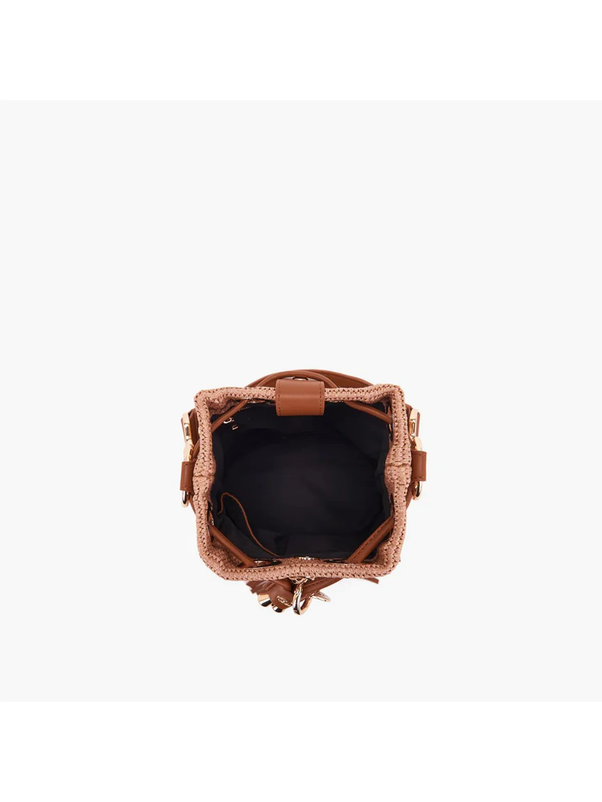 LA CARRIE Borsa Donna MIRROR SMALL BUCKET RAPHIA +SYNT. 151C-ES-100 RSY/CUO Marrone - Image 2