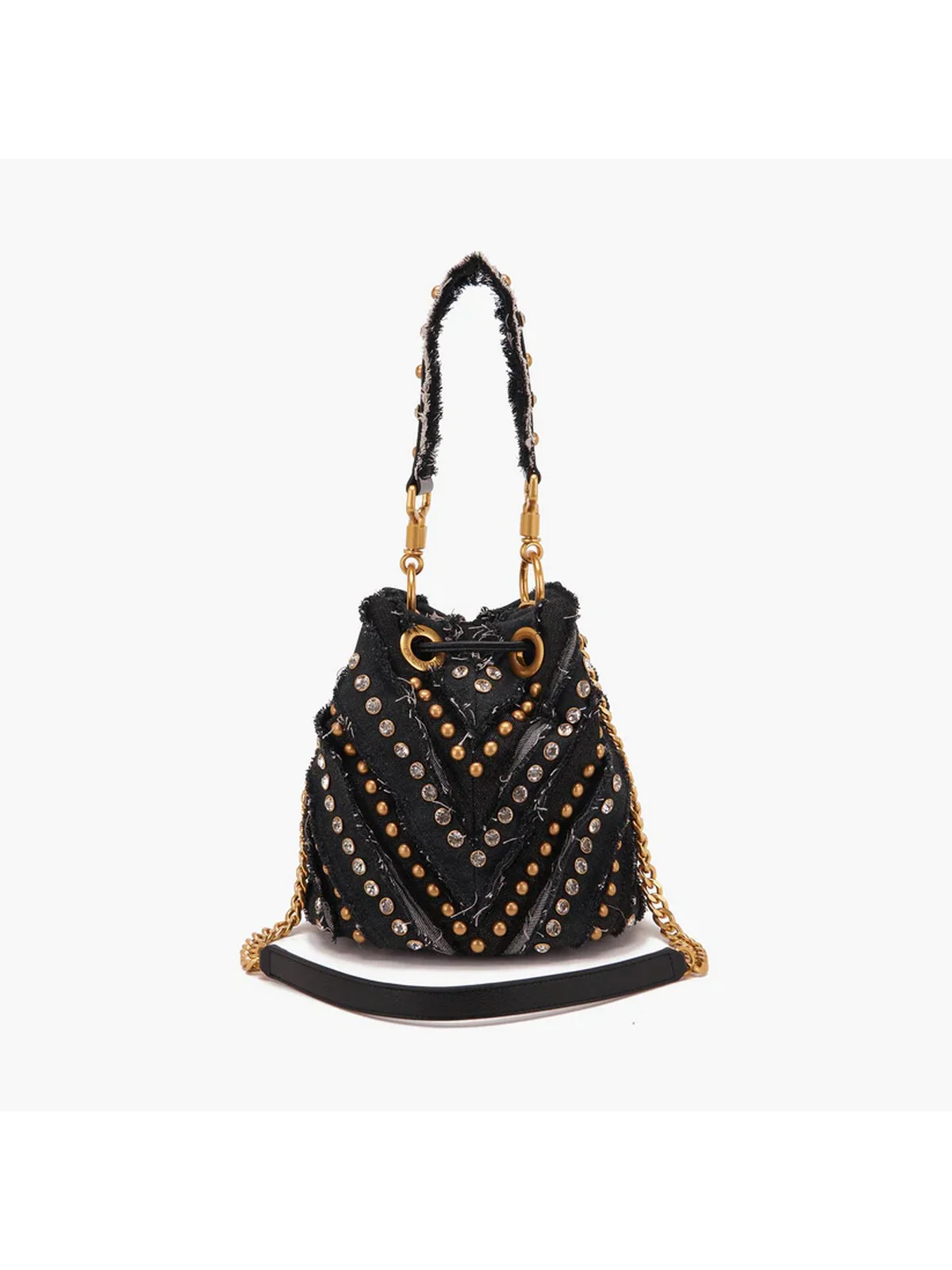 LA CARRIE Borsa Donna MIRROR V BUCKET SYNTH.+CLOTH 151C-EM-908 SCO/BLA Nero - Image 2