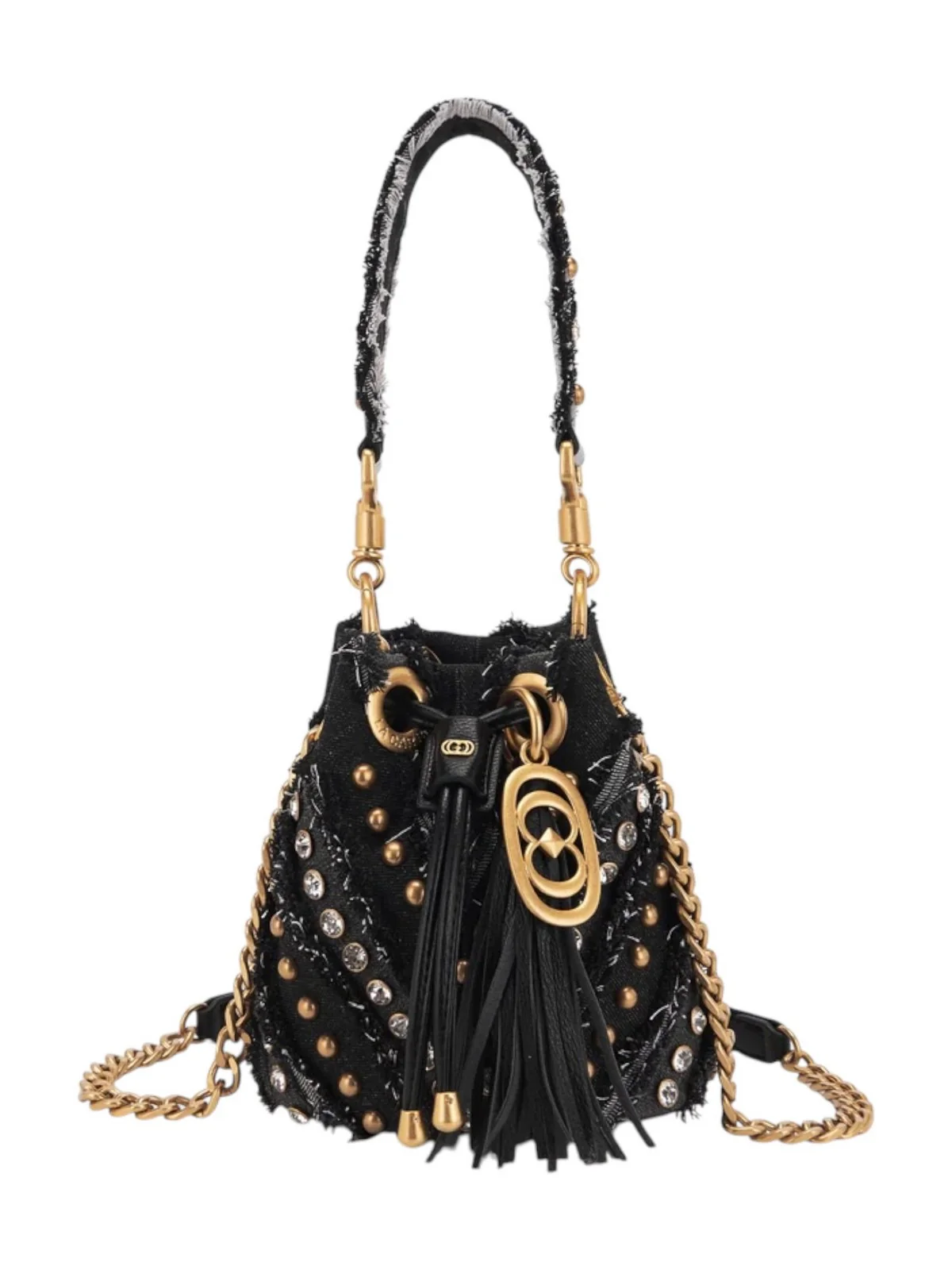 LA CARRIE Borsa Donna MIRROR V SMALL BUCKET SYNTH.+CLOTH 151C-ES-101 SCO/BLA Nero