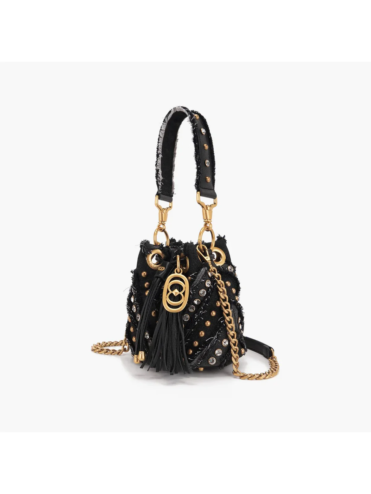 LA CARRIE Borsa Donna MIRROR V SMALL BUCKET SYNTH.+CLOTH 151C-ES-101 SCO/BLA Nero - Image 2