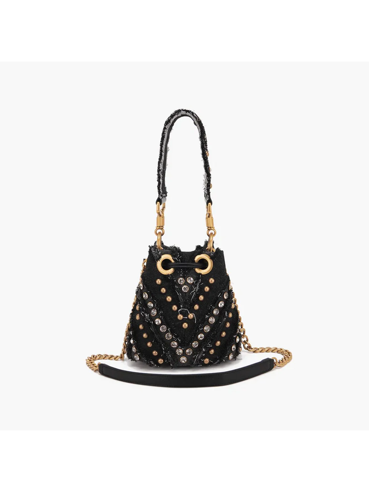 LA CARRIE Borsa Donna MIRROR V SMALL BUCKET SYNTH.+CLOTH 151C-ES-101 SCO/BLA Nero - Image 3