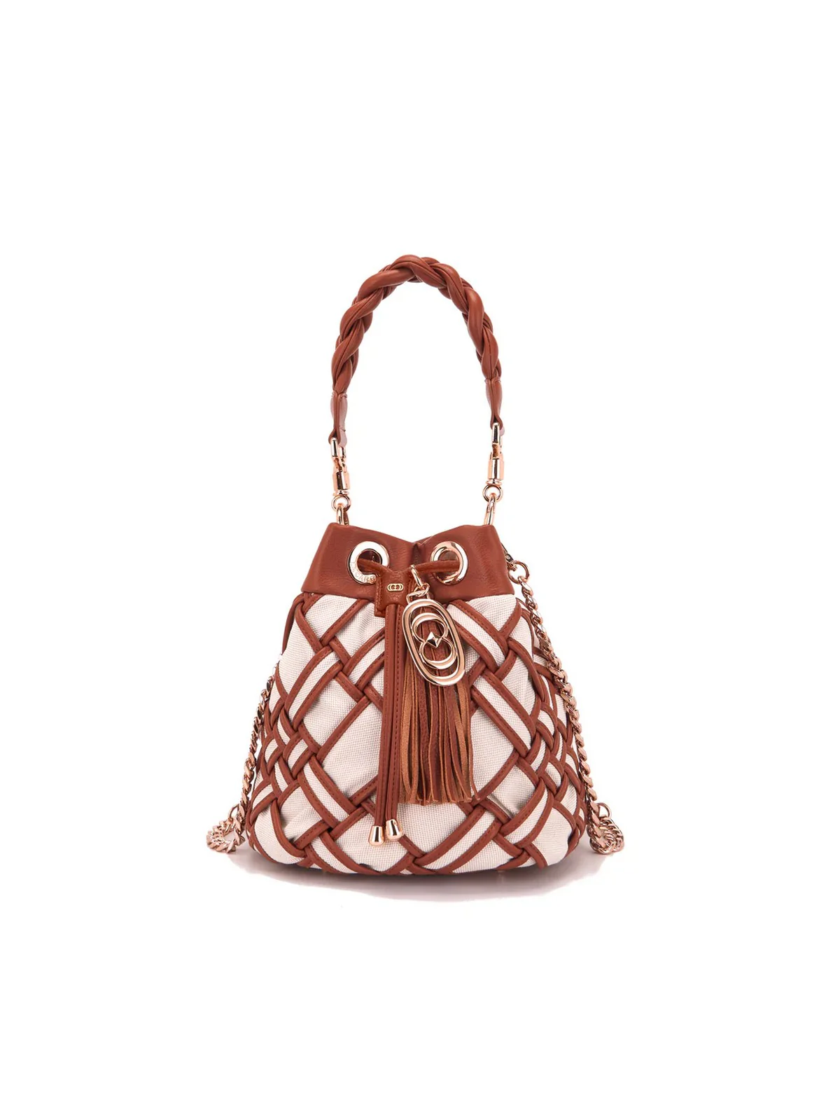 LA CARRIE Borsa Donna ROADS BUCKET CANVAS + SYNT. 151M-EM-111 CAS/CUO Marrone - Image 4