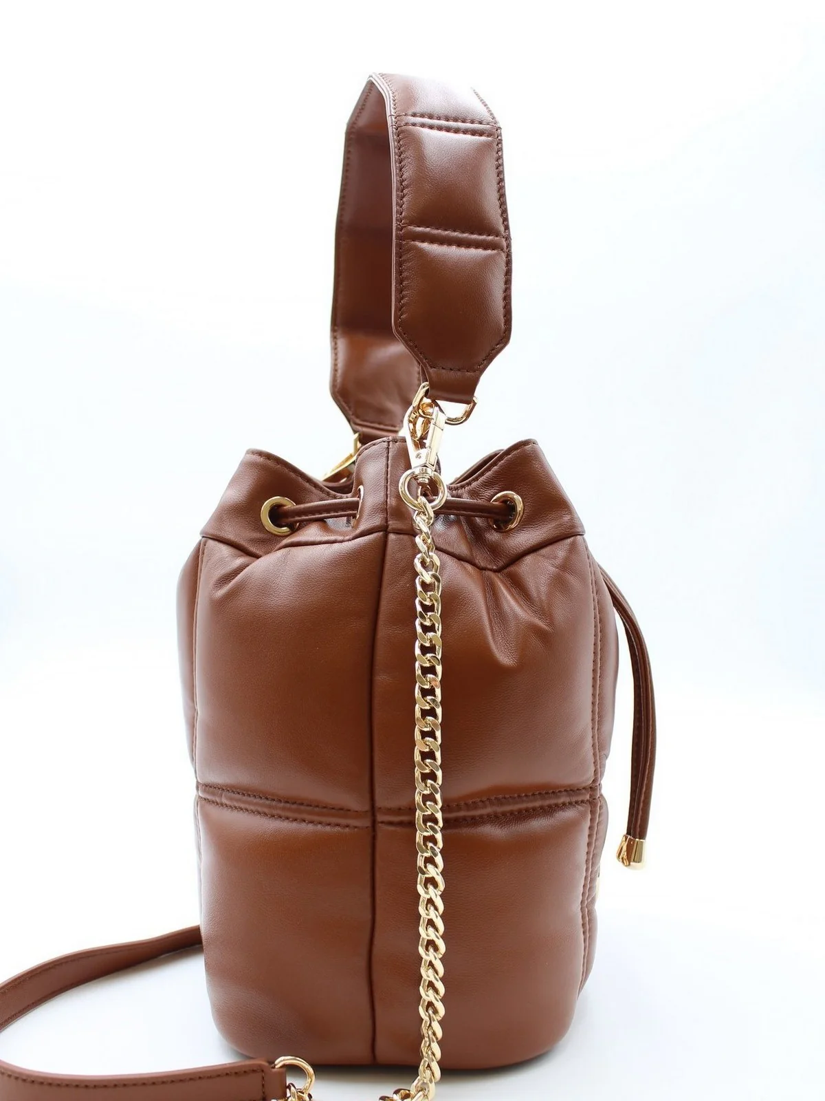 LA CARRIE Borsa Donna SQ.PLOT BUCKET LEATHER 151P-MB-17 LEA/CUO Marrone - Image 6