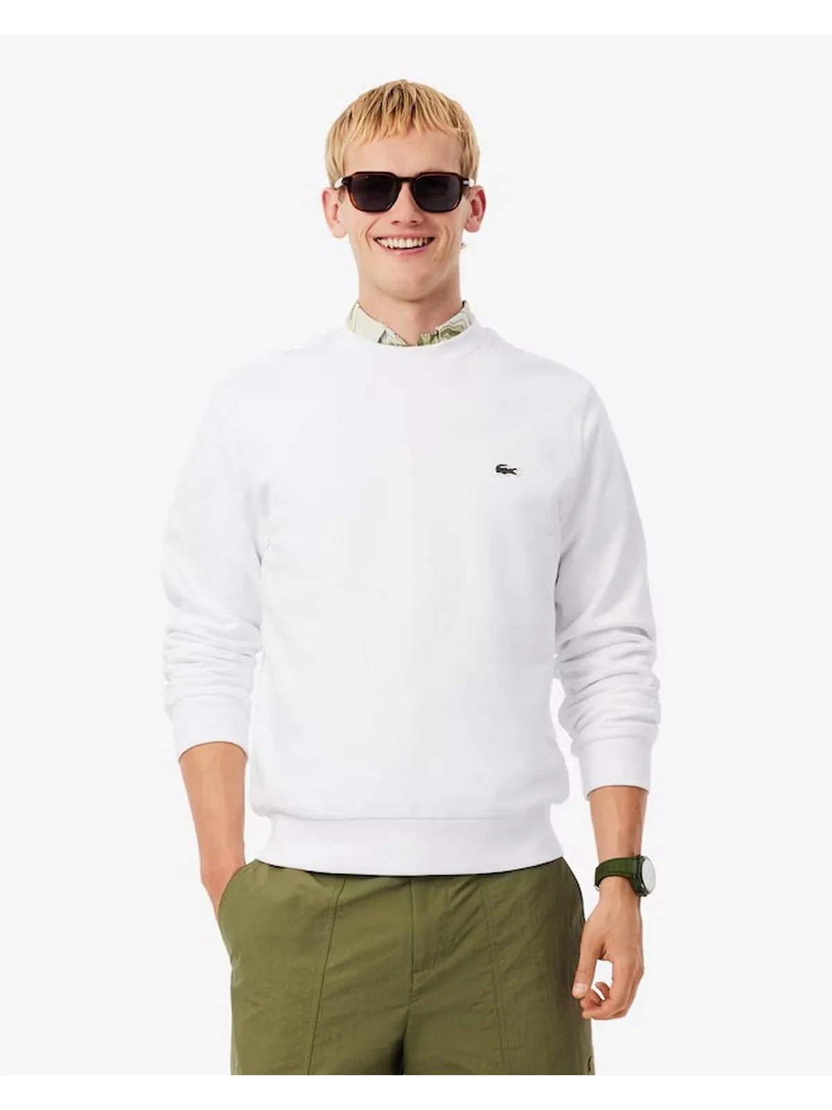 LACOSTE Felpa Uomo SH9801 001 Bianco - Image 2
