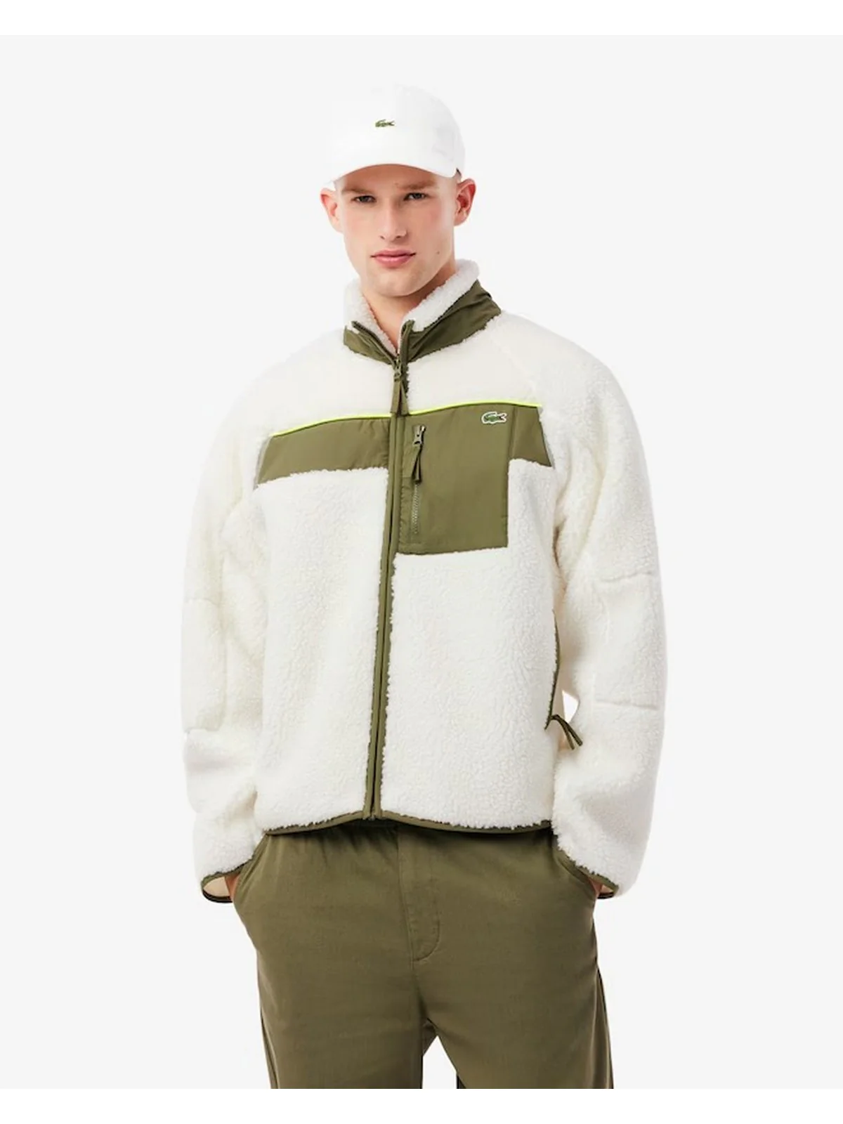 LACOSTE Giubbino Uomo  BH5908 A6I White/Khaki Green - Image 2
