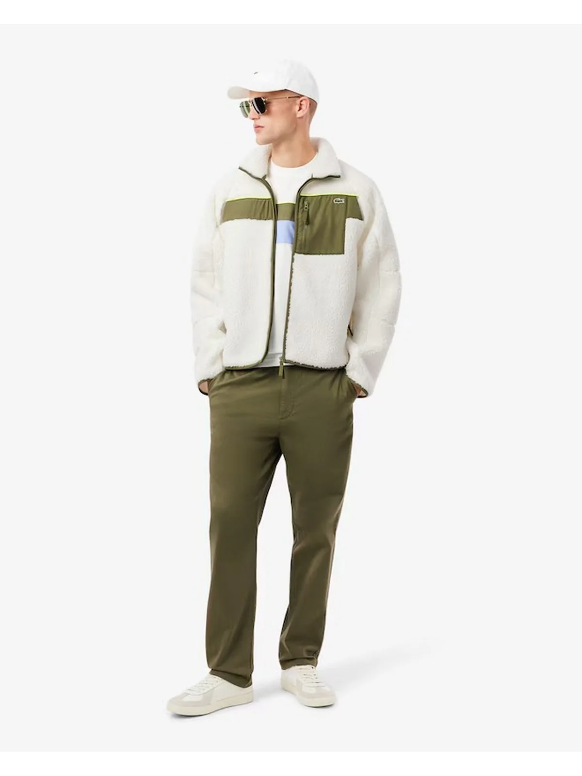 LACOSTE Giubbino Uomo  BH5908 A6I White/Khaki Green - Image 6
