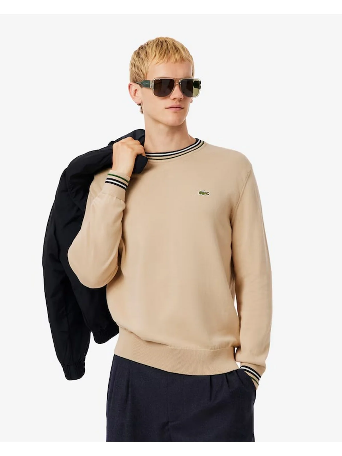 LACOSTE Maglione Uomo  AH5158 DV0 BEIGE/BLU NAVY - Image 2