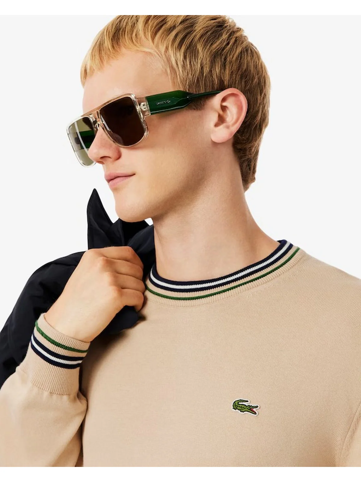 LACOSTE Maglione Uomo  AH5158 DV0 BEIGE/BLU NAVY - Image 3