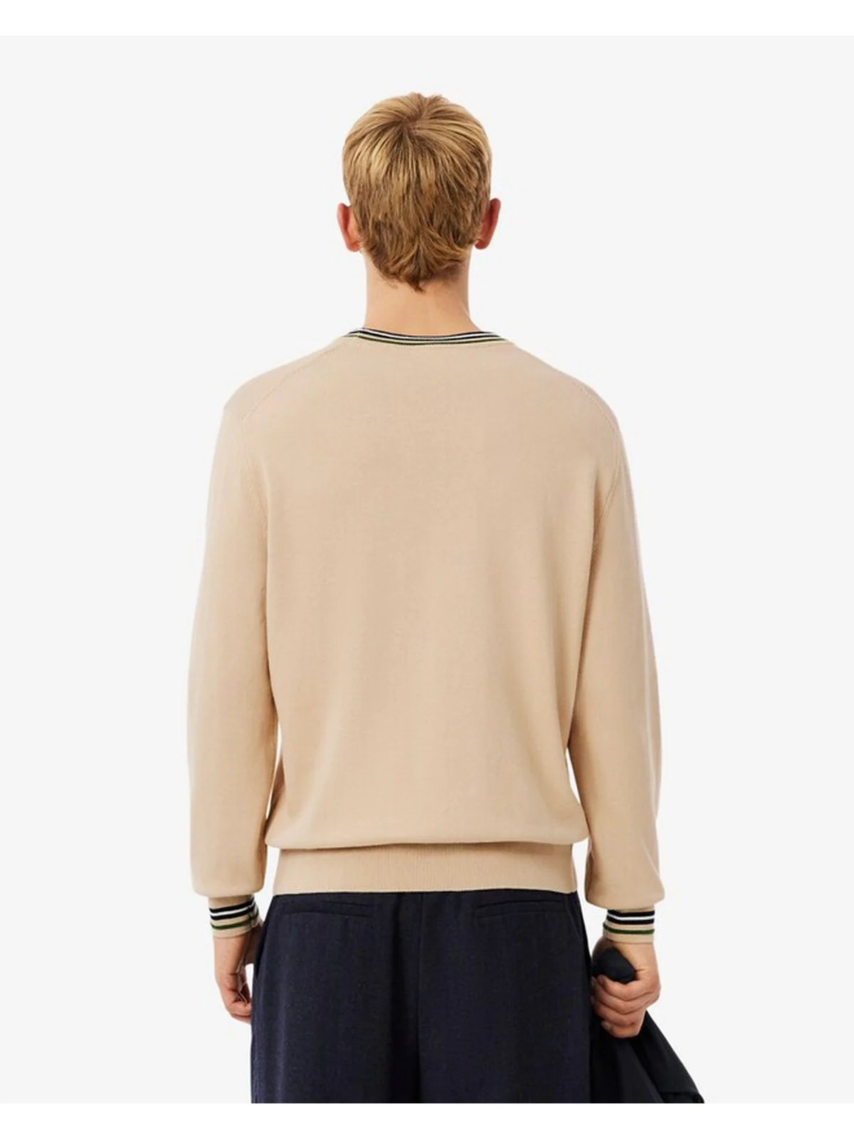 LACOSTE Maglione Uomo  AH5158 DV0 BEIGE/BLU NAVY - Image 5