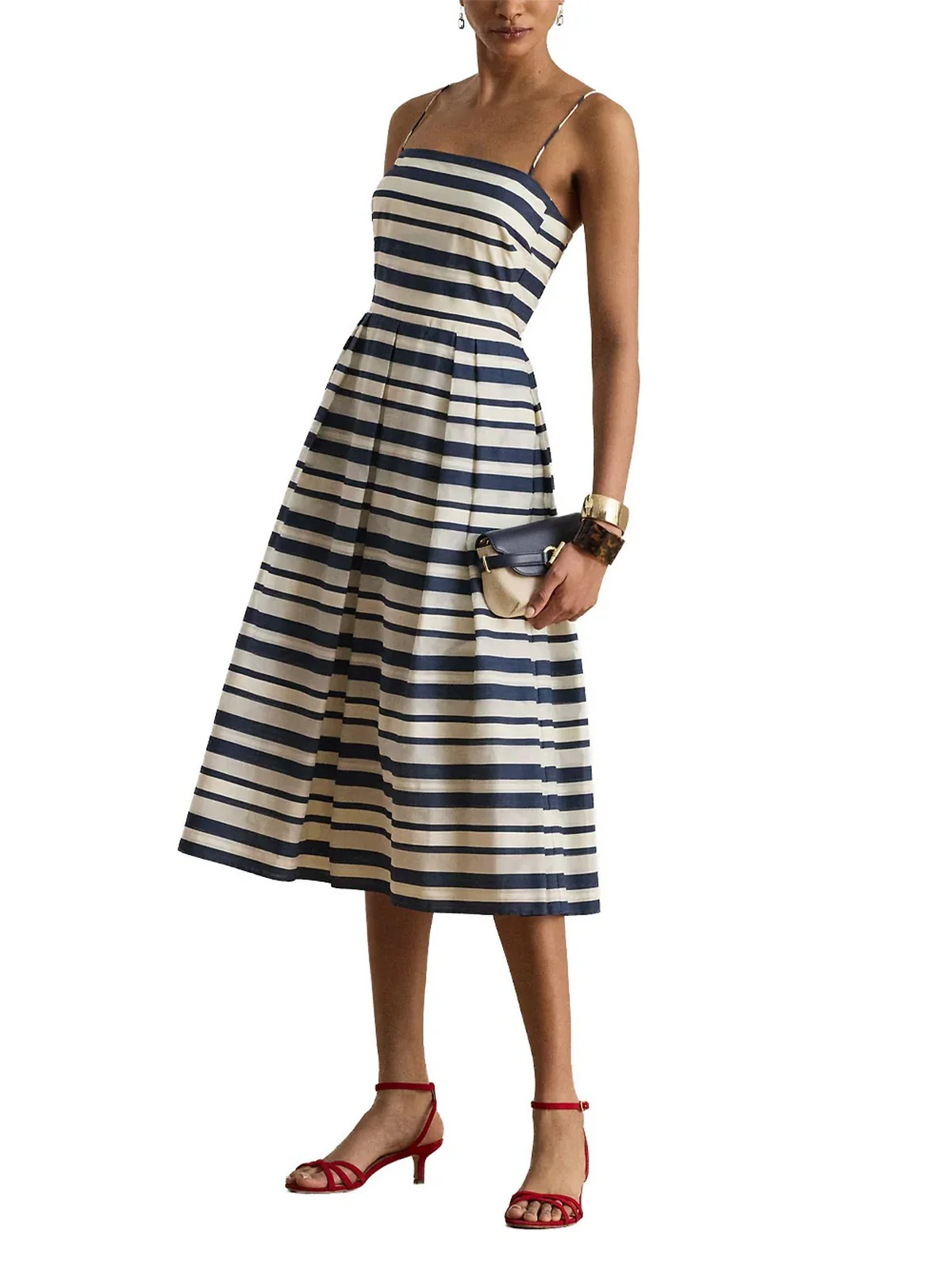 LAUREN RALPH LAUREN Abito Donna WOVEN-FIT & FLARE-DRESSES 253P08699 001 NAVY/CREAM MULTI - Image 3