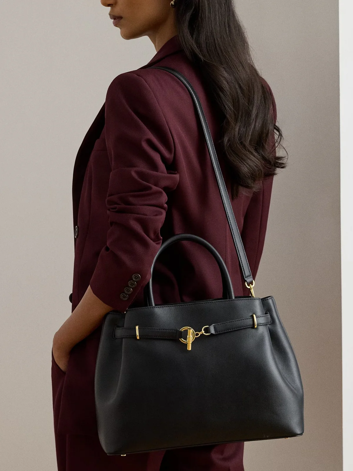 LAUREN RALPH LAUREN Borsa Donna BLKE LG SCHL-SATCHEL-LARGE 431P03417 002 BLACK - Image 6