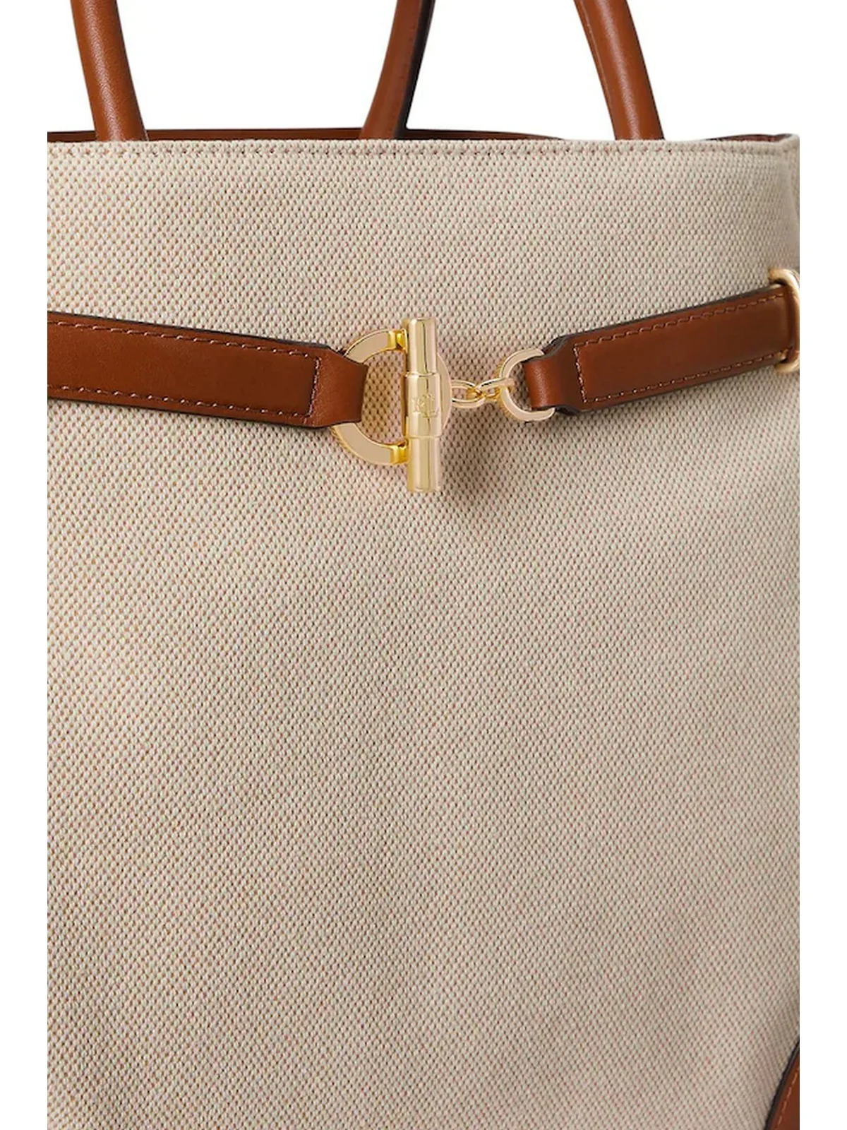 LAUREN RALPH LAUREN Borsa Donna BLKE LG SCHL-SATCHEL-LARGE 431P04296 005 NTRL/BUFF CANVAS/LAUREN TAN - Image 2