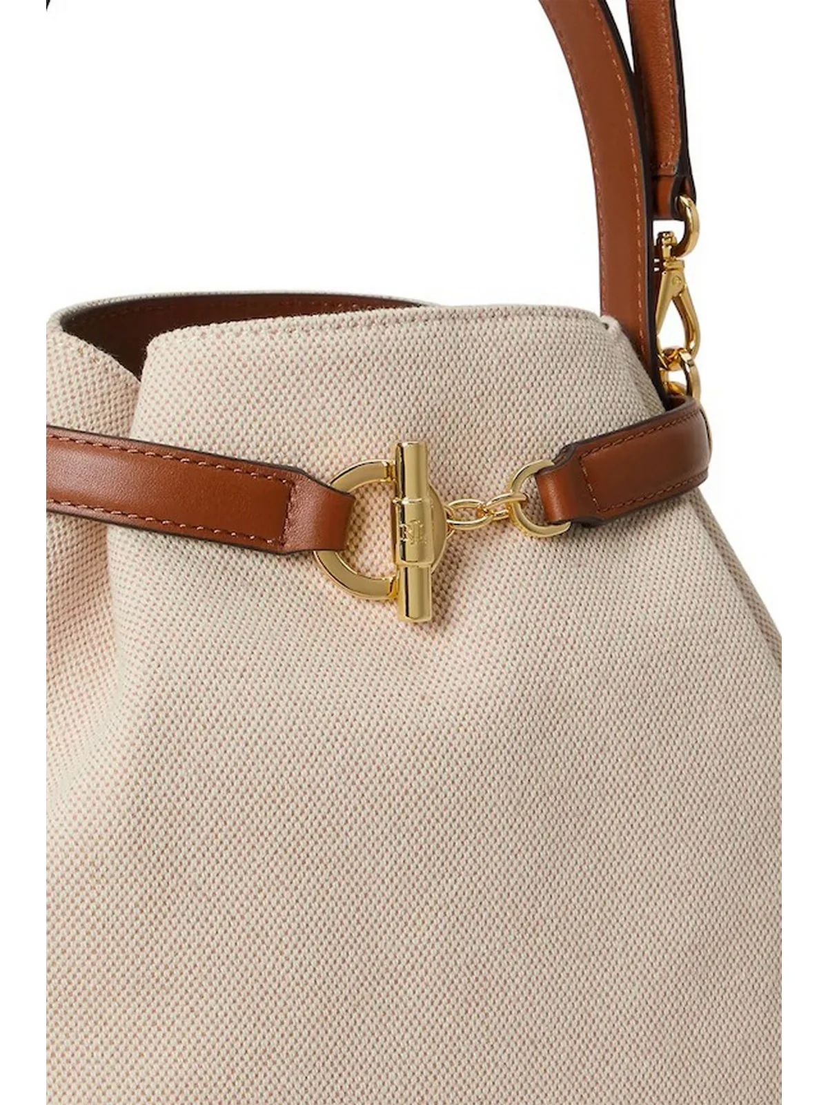LAUREN RALPH LAUREN Borsa Donna BLKE MD BCKT-BUCKET BAG-MEDIUM 431P04294 005 NTRL/BUFF CANVAS/LAUREN TAN - Image 5