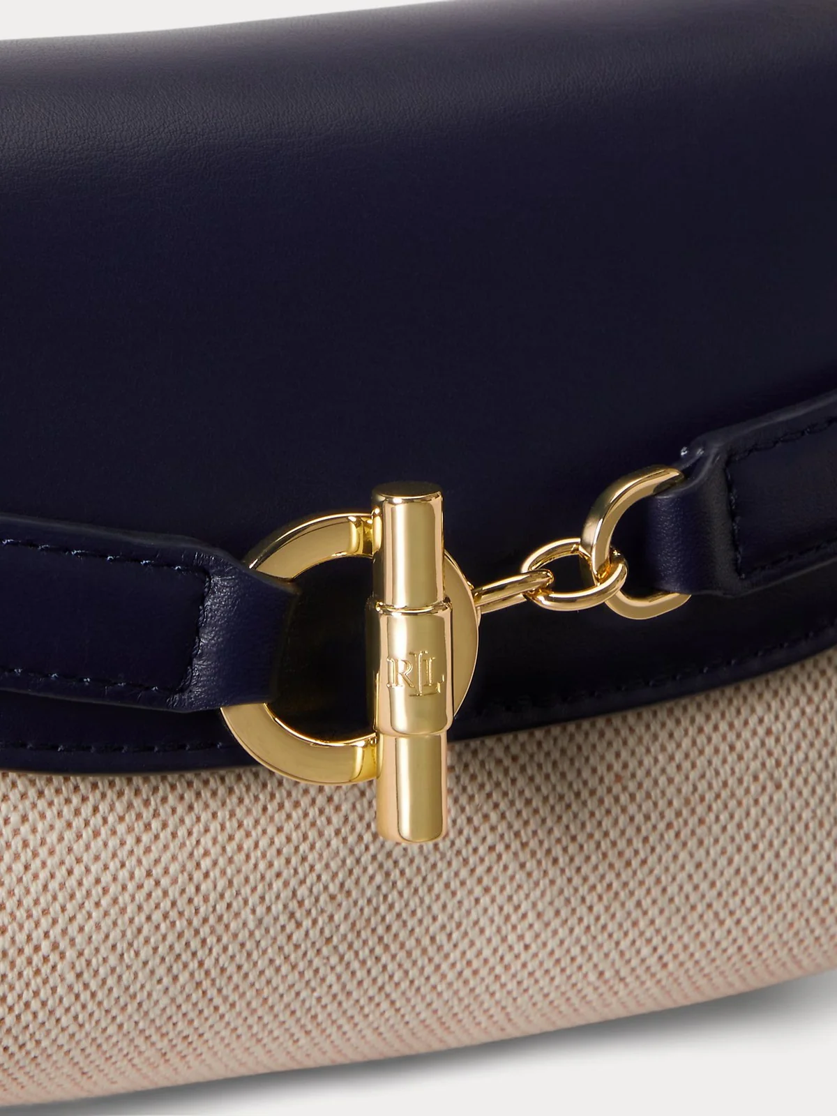 LAUREN RALPH LAUREN Borsa Donna BLKE SM CRS-CROSSBODY-SMALL 431P10121 001 NTRL/BUFF CANVAS/REFINED NAVY - Image 5