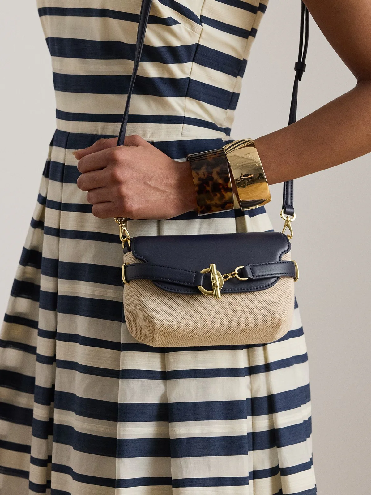 LAUREN RALPH LAUREN Borsa Donna BLKE SM CRS-CROSSBODY-SMALL 431P10121 001 NTRL/BUFF CANVAS/REFINED NAVY - Image 6