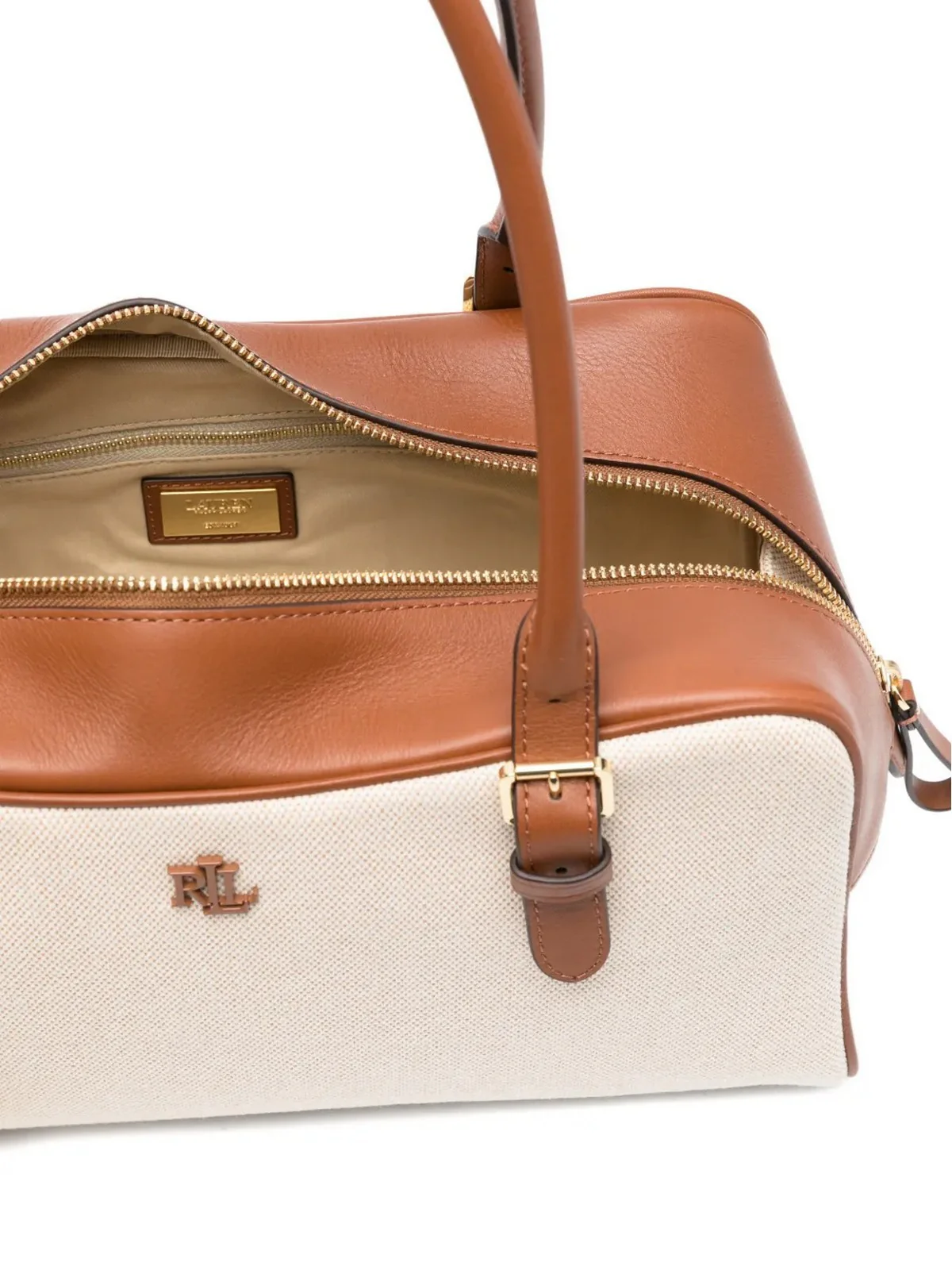 LAUREN RALPH LAUREN Borsa Donna MRCY ZP SCHL-SATCHEL-LARGE 431P06078 001 NTRL/BUFF CANVAS/LAUREN TAN - Image 2