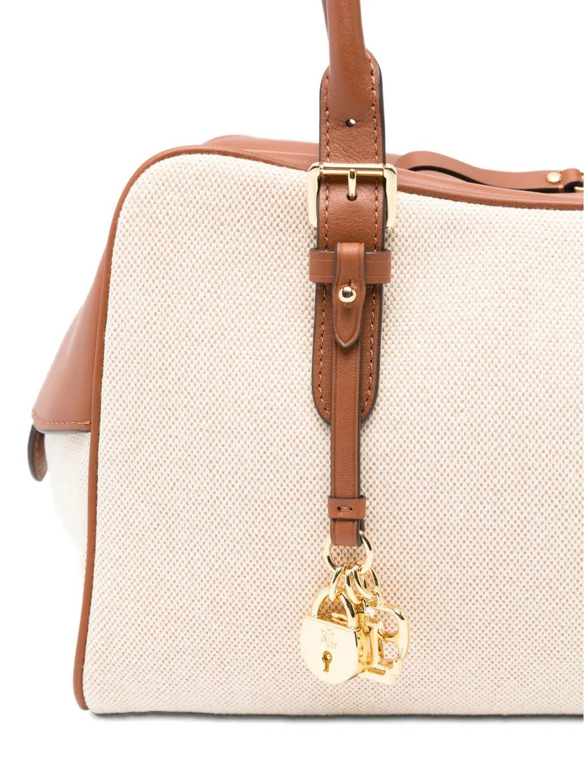 LAUREN RALPH LAUREN Borsa Donna MRCY ZP SCHL-SATCHEL-LARGE 431P06078 001 NTRL/BUFF CANVAS/LAUREN TAN - Image 3