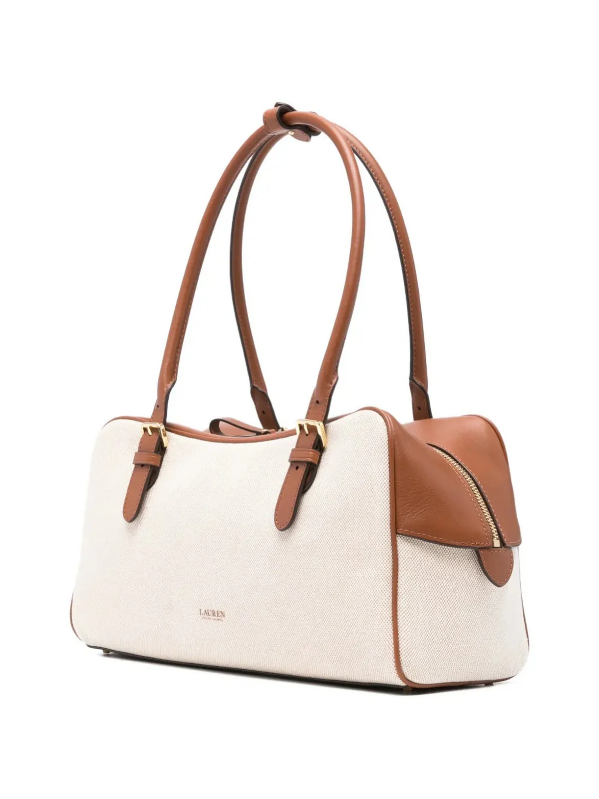 LAUREN RALPH LAUREN Borsa Donna MRCY ZP SCHL-SATCHEL-LARGE 431P06078 001 NTRL/BUFF CANVAS/LAUREN TAN - Image 4