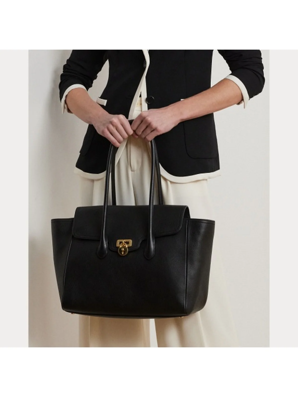 LAUREN RALPH LAUREN Borsa Donna TNNR LG SCHL 431966862 001 BLACK - Image 4