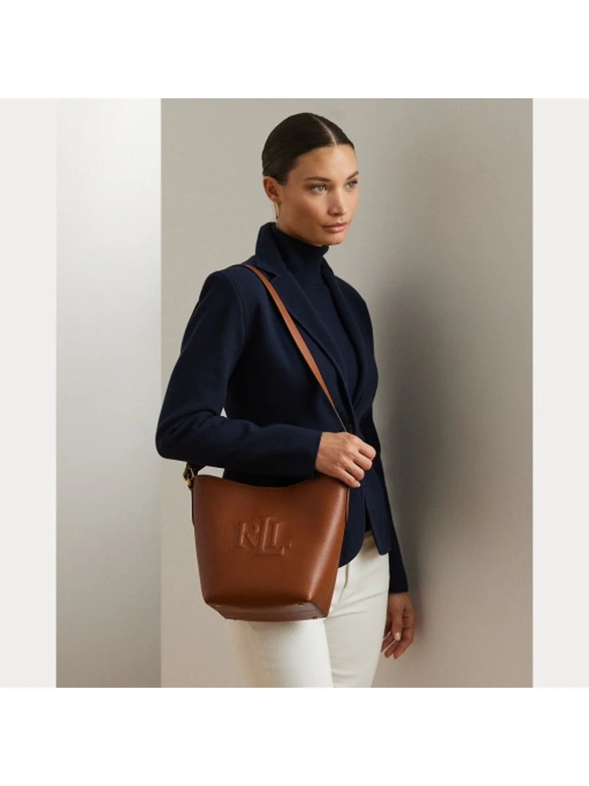 LAUREN RALPH LAUREN Borsa Donna WITLEY MD BK-BUCKET BAG-MEDIUM 431950855 007 Marrone - Image 3