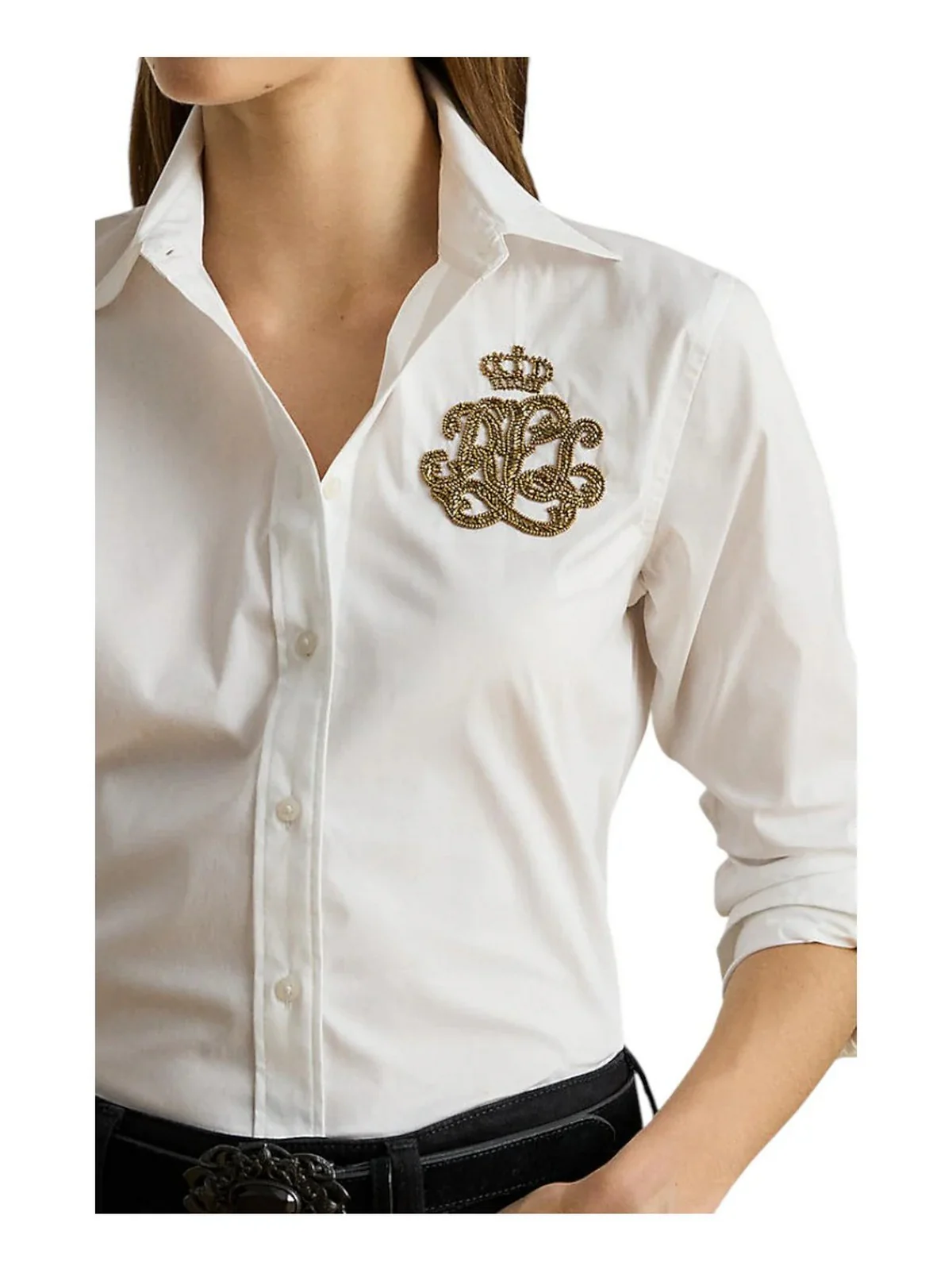 LAUREN RALPH LAUREN Camicia Donna JAMELKO-LONG SLEEVE-BUTTON FRONT SHIRT 200979990 002 WHITE - Image 3