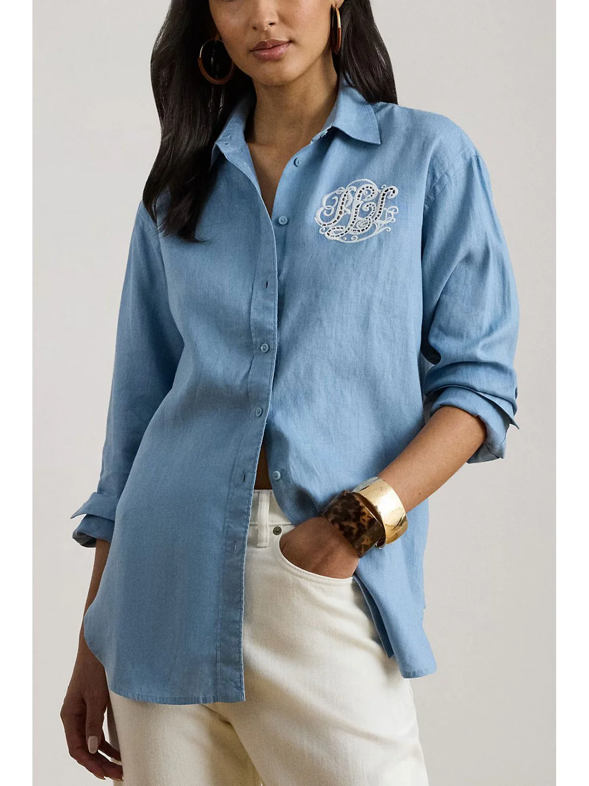 LAUREN RALPH LAUREN Camicia Donna WOVEN-SPORT SHIRT-SHIRT 200P08913 001 BLUE NOTE - Image 2