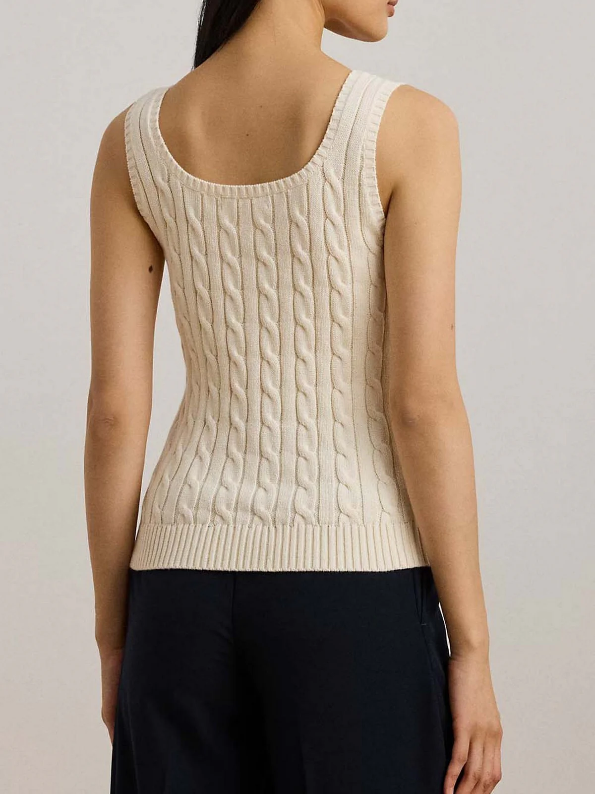 LAUREN RALPH LAUREN Canotta Donna RIDUAN-SLEEVELESS-PULLOVER 200862152 001 MASCARPONE CREAM - Image 3