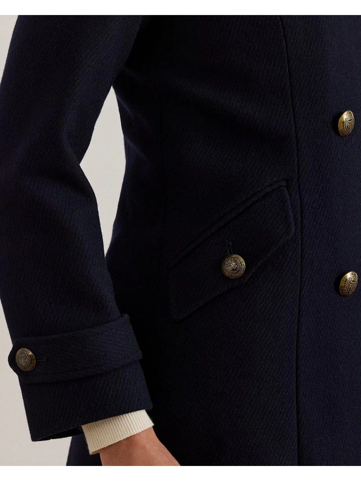 LAUREN RALPH LAUREN Cappotto Donna "TWILL DB 45""-LINED-COAT" 297P04150 002 REGAL NAVY - Image 4