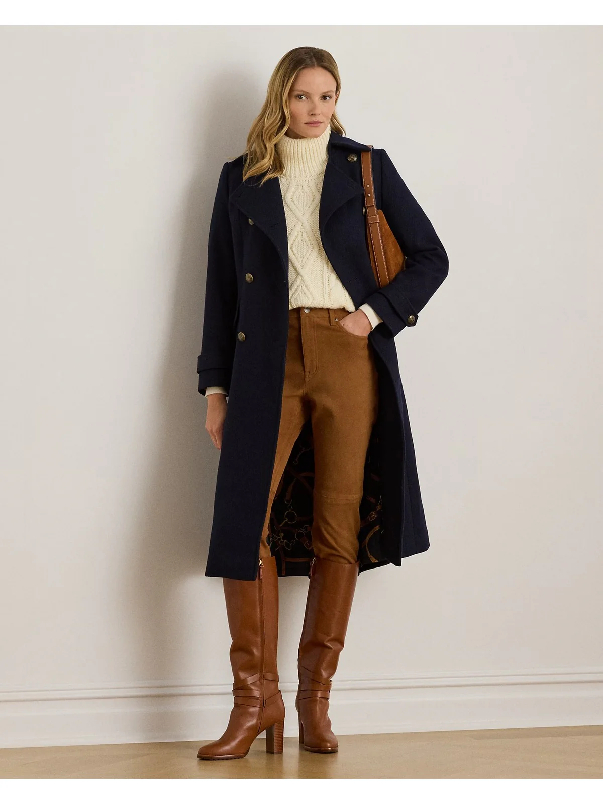 LAUREN RALPH LAUREN Cappotto Donna "TWILL DB 45""-LINED-COAT" 297P04150 002 REGAL NAVY - Image 5
