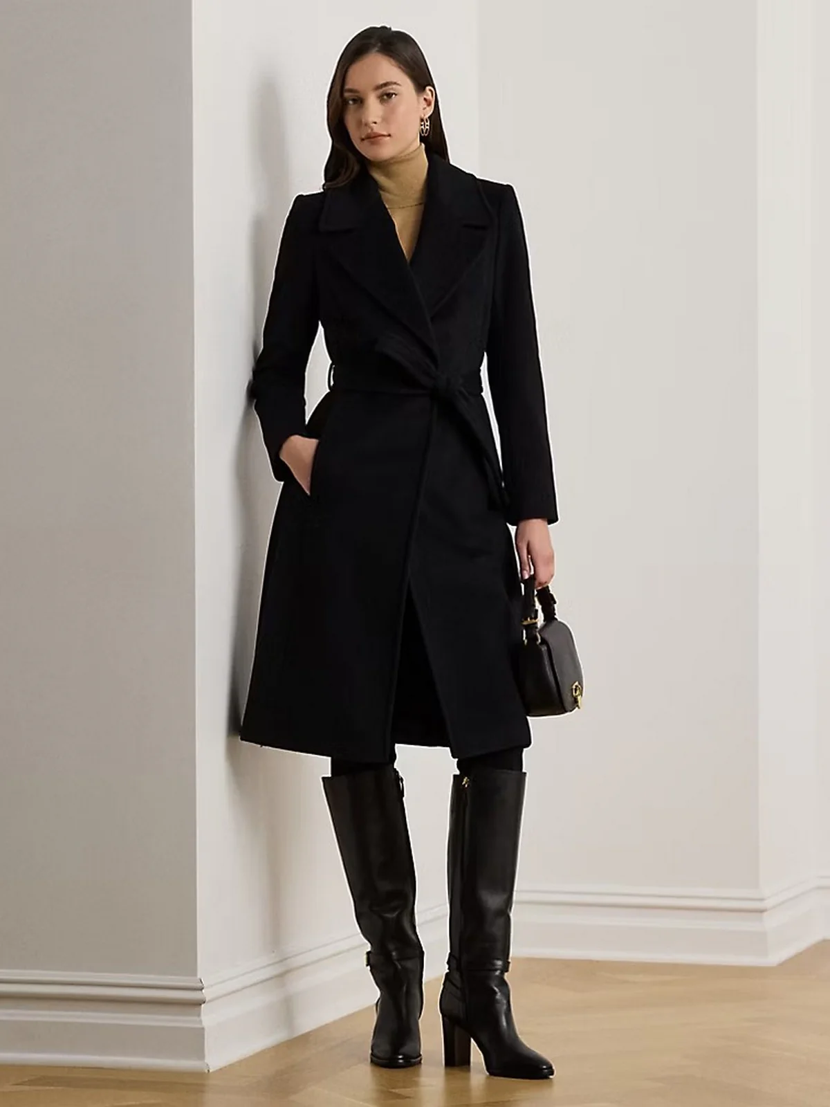 LAUREN RALPH LAUREN Cappotto Donna "WOOL WRP 42""-LINED-COAT" 297962169 001 BLACK - Image 6