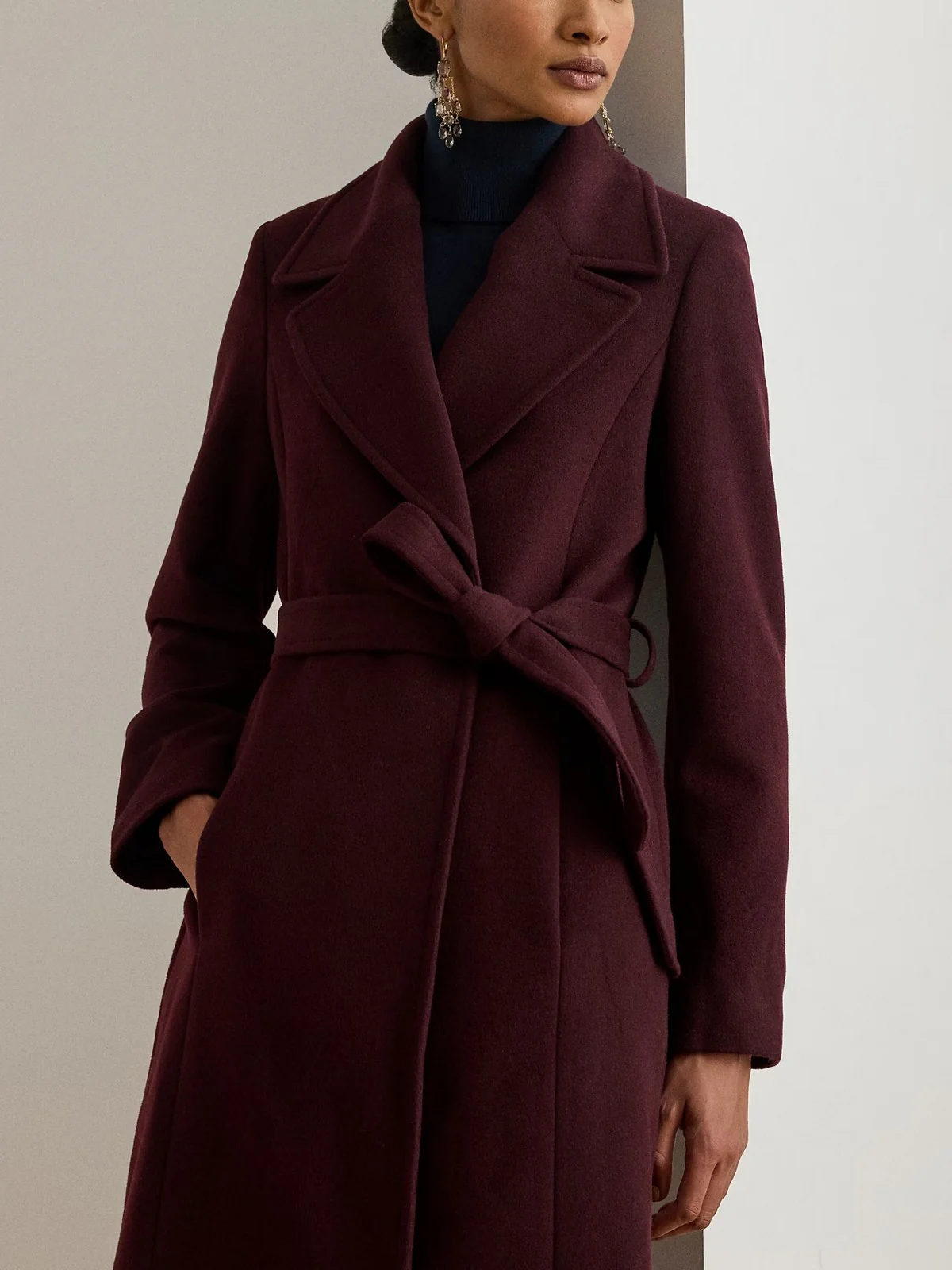 LAUREN RALPH LAUREN Cappotto Donna "WOOL WRP 42""-LINED-COAT" 297962169 005 PINOT NOIR - Image 4