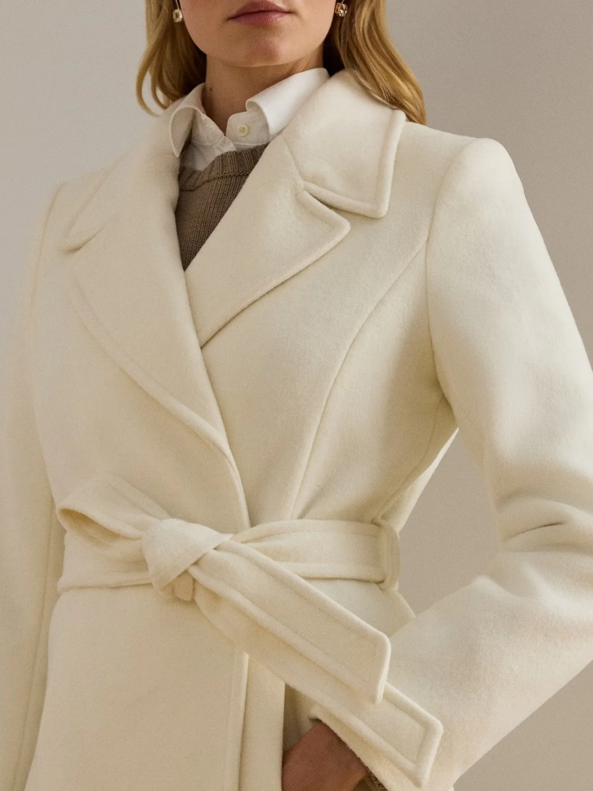 LAUREN RALPH LAUREN Cappotto Donna "WOOL WRP 42""-LINED-COAT" 297962169 006 MODA CREAM - Image 4