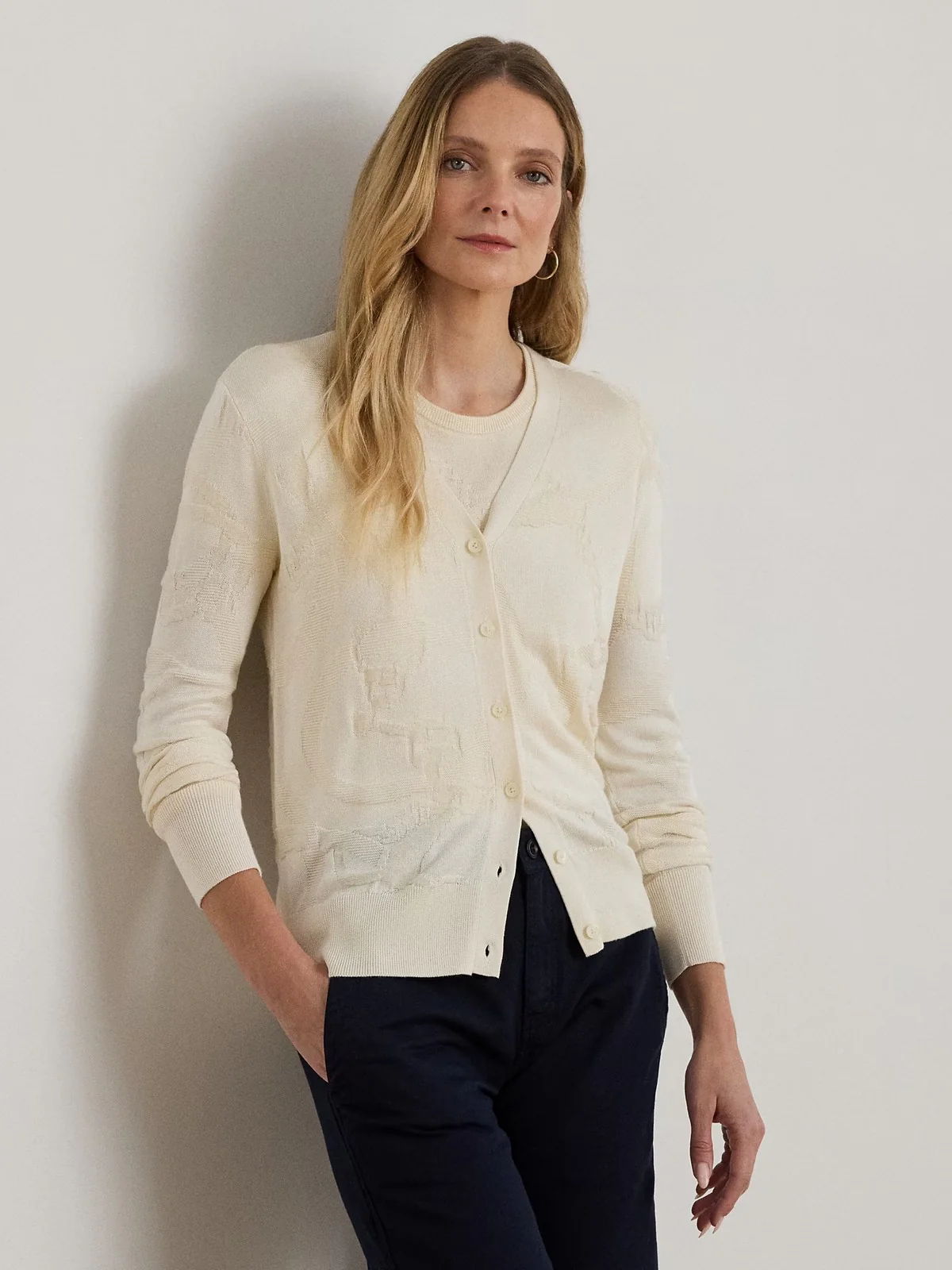 LAUREN RALPH LAUREN Cardigan Donna DENZEL-LONG SLEEVE-CARDIGAN 200P03476 001 MASCARPONE CREAM - Image 5