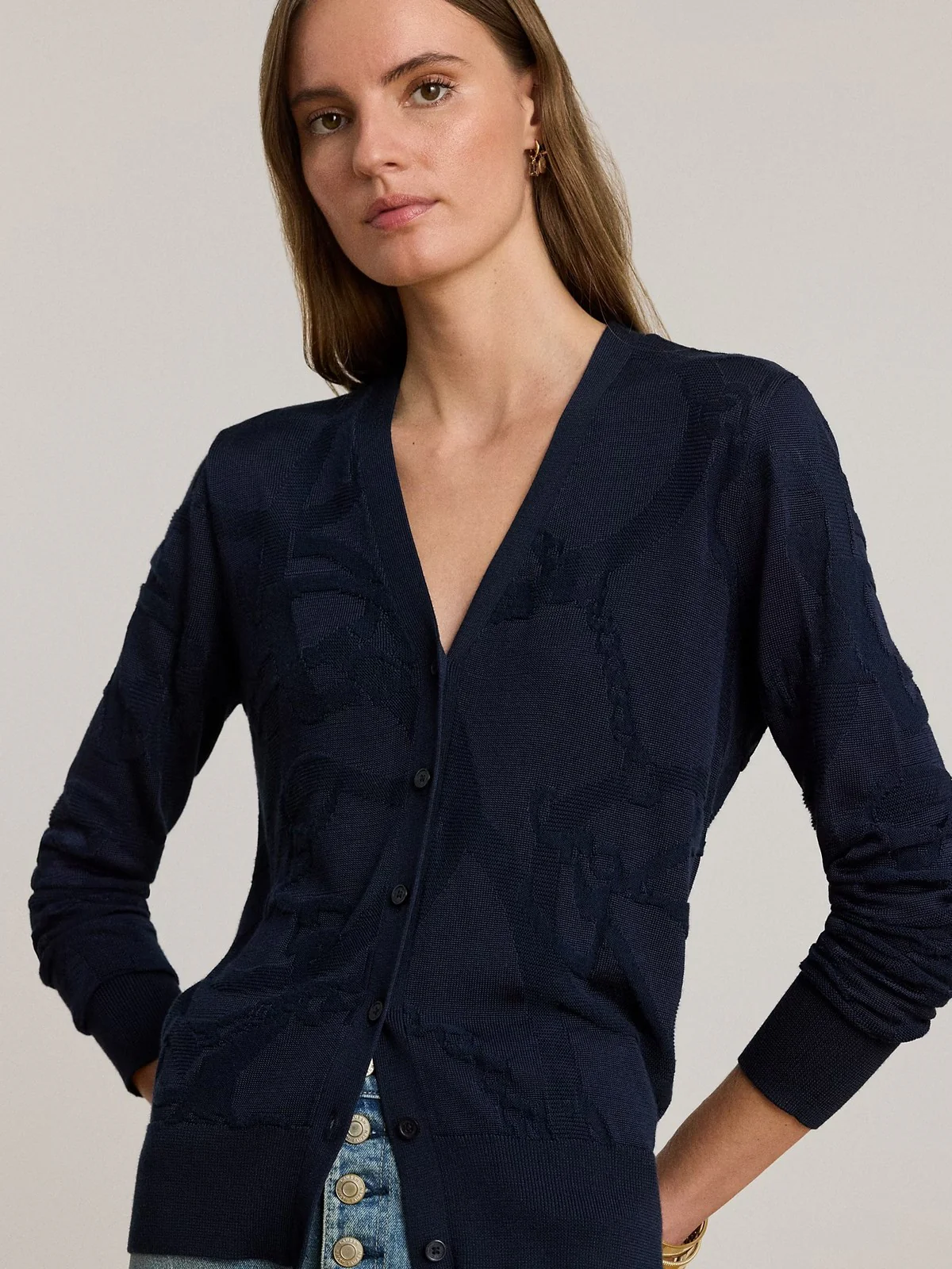 LAUREN RALPH LAUREN Cardigan Donna DENZEL-LONG SLEEVE-CARDIGAN 200P03476 002 LAUREN NAVY - Image 4