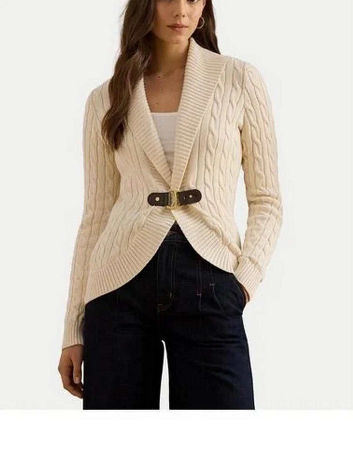 LAUREN RALPH LAUREN Cardigan Donna TAYSIR-LONG SLEEVE-CARDIGAN 200P03473 003 MASCARPONE CREAM - Image 4