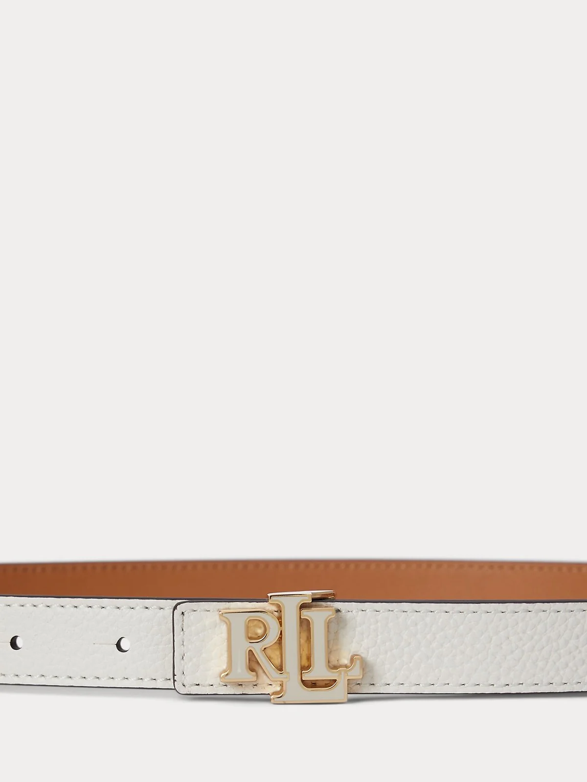 LAUREN RALPH LAUREN Cintura Donna REV LRL 20-BELT-SKINNY 412P04418 003 SOFT WHITE/CLASSIC CARAMEL - Image 3