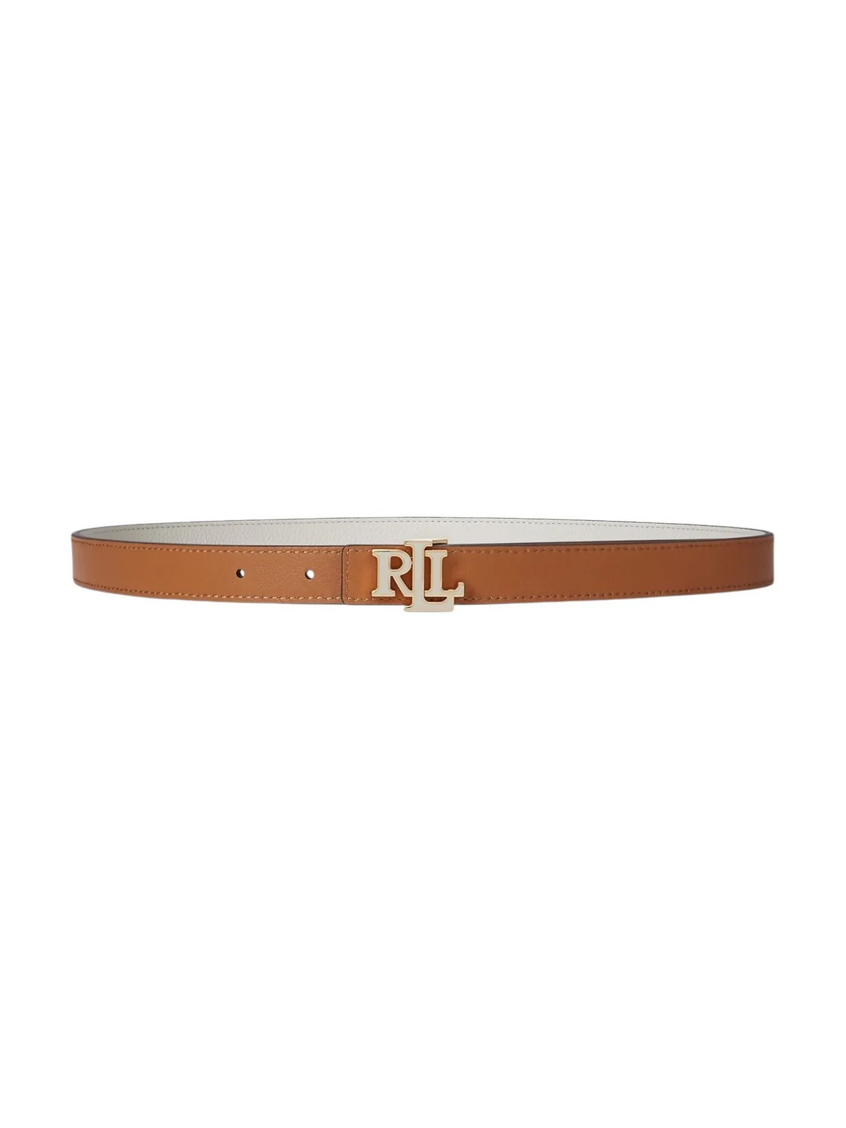 LAUREN RALPH LAUREN Cintura Donna REV LRL 20-BELT-SKINNY 412P04418 003 SOFT WHITE/CLASSIC CARAMEL - Image 4