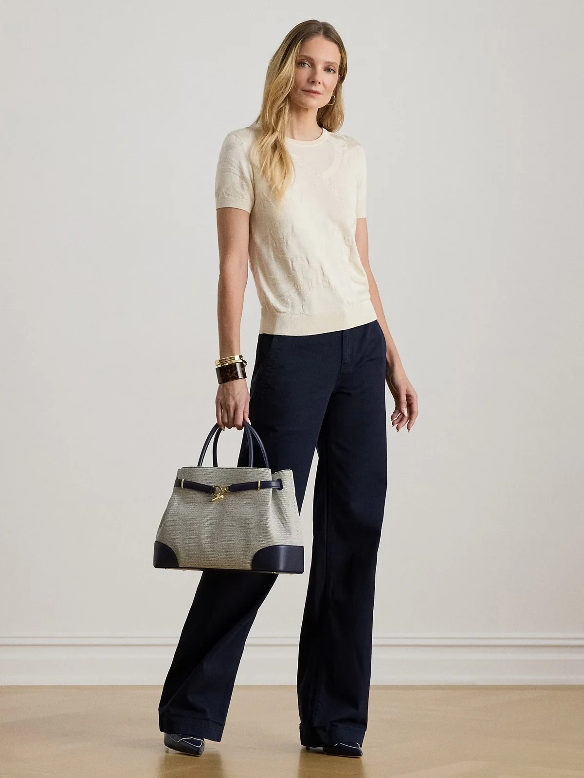 LAUREN RALPH LAUREN Maglia Donna EYELAH-SHORT SLEEVE-PULLOVER 200P03475 001 MASCARPONE CREAM - Image 2