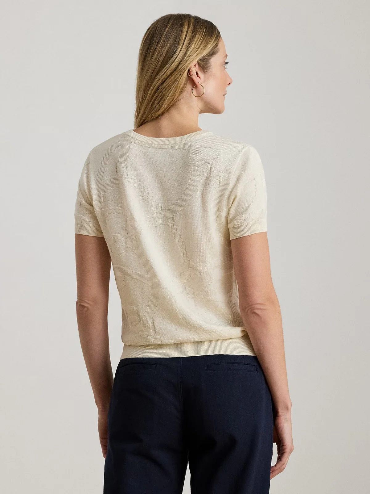 LAUREN RALPH LAUREN Maglia Donna EYELAH-SHORT SLEEVE-PULLOVER 200P03475 001 MASCARPONE CREAM - Image 3