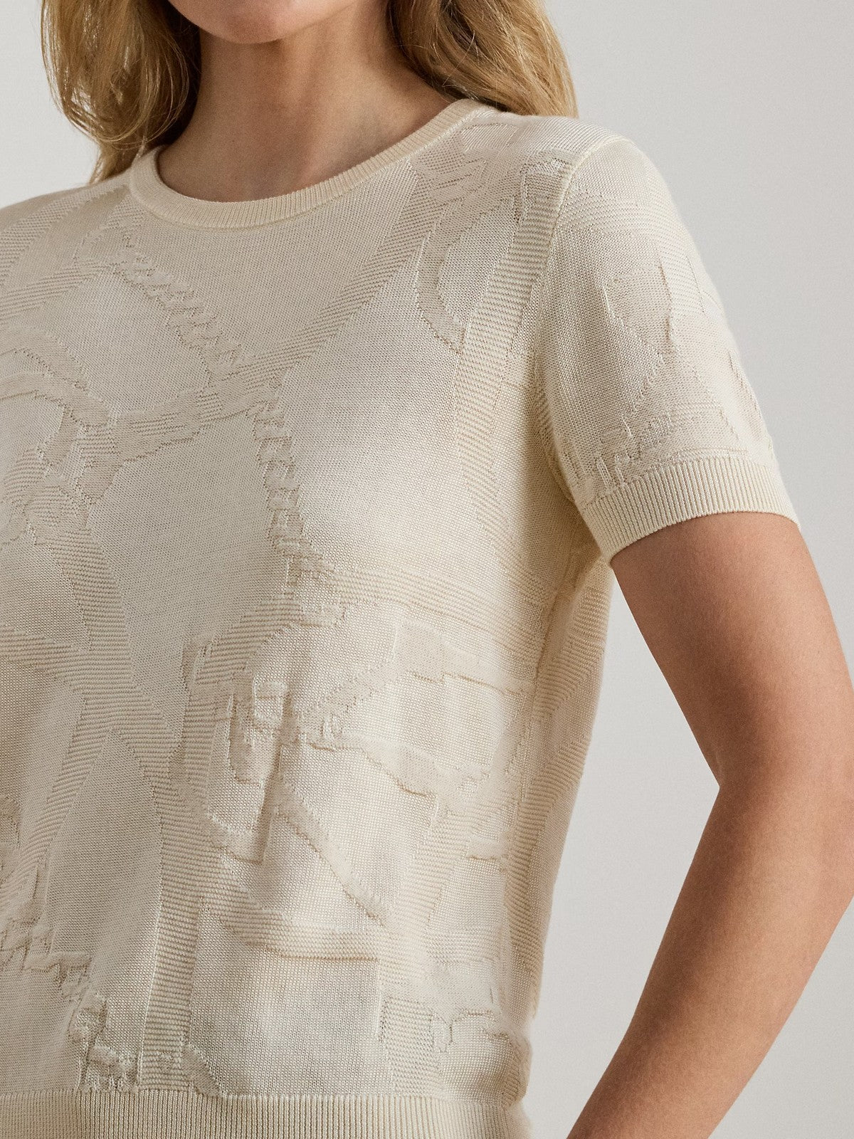 LAUREN RALPH LAUREN Maglia Donna EYELAH-SHORT SLEEVE-PULLOVER 200P03475 001 MASCARPONE CREAM - Image 4
