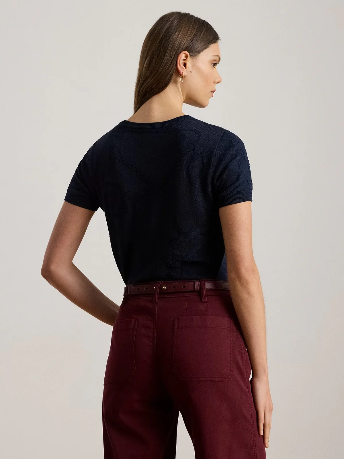 LAUREN RALPH LAUREN Maglia Donna EYELAH-SHORT SLEEVE-PULLOVER 200P03475 002 LAUREN NAVY - Image 3