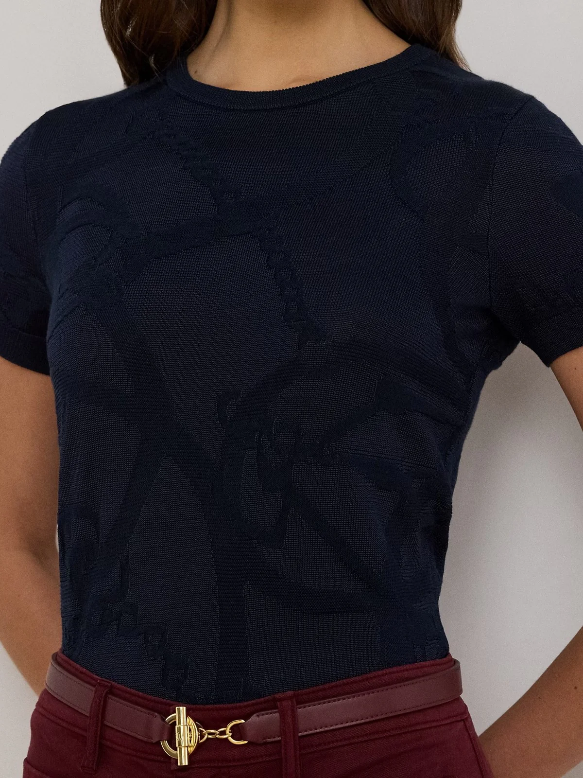 LAUREN RALPH LAUREN Maglia Donna EYELAH-SHORT SLEEVE-PULLOVER 200P03475 002 LAUREN NAVY - Image 4