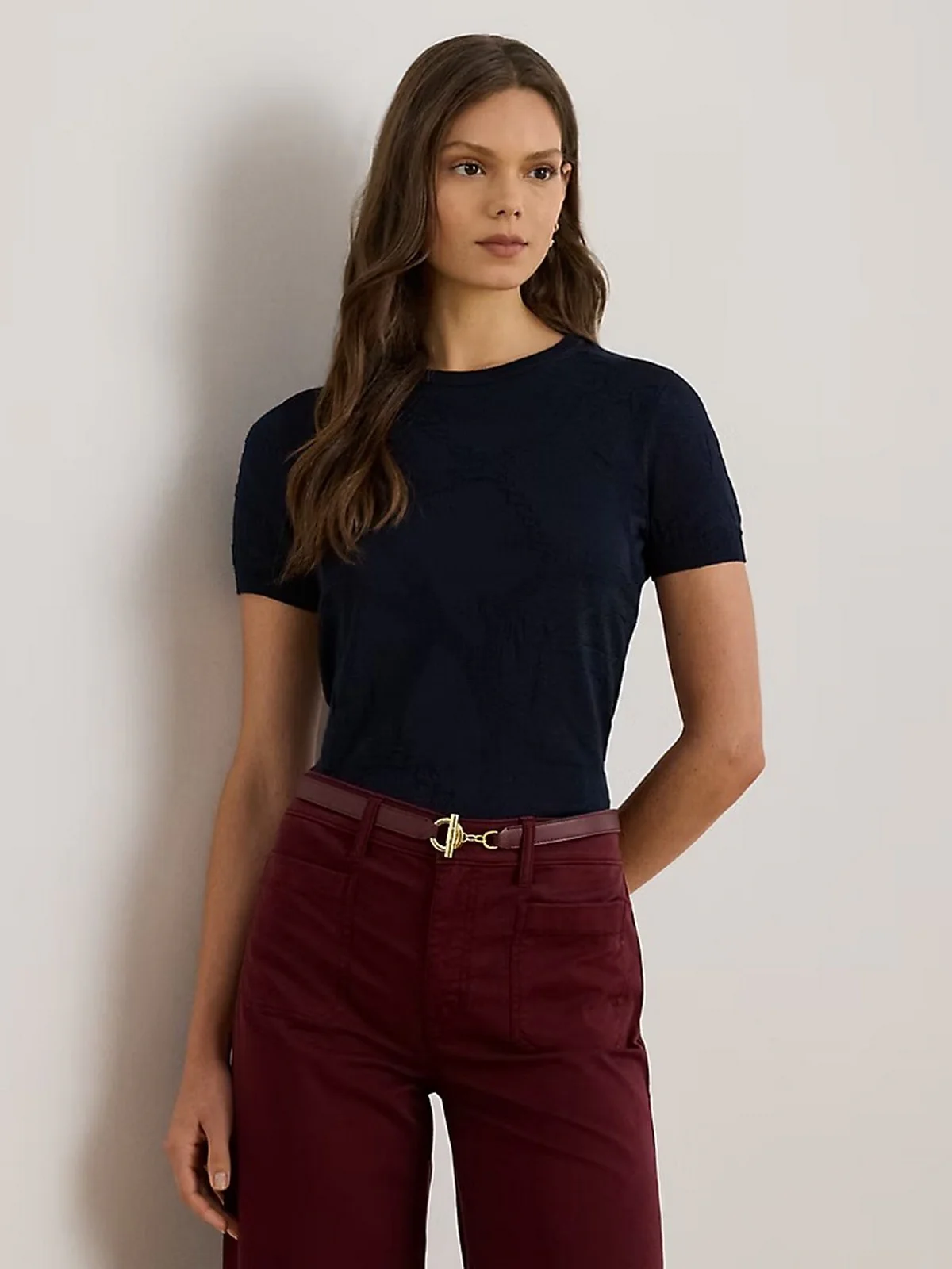LAUREN RALPH LAUREN Maglia Donna EYELAH-SHORT SLEEVE-PULLOVER 200P03475 002 LAUREN NAVY - Image 5